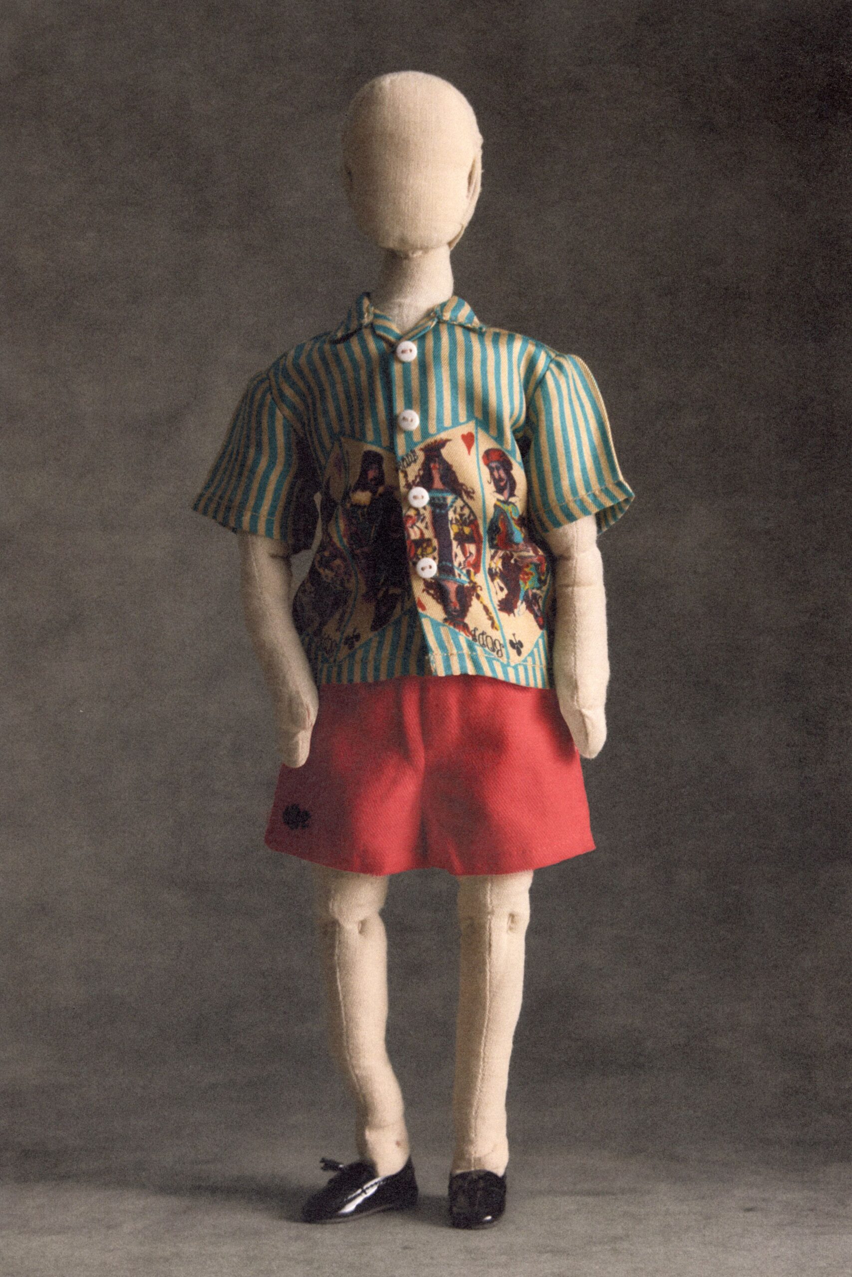 red cotton relaxed straight-leg mini skirt