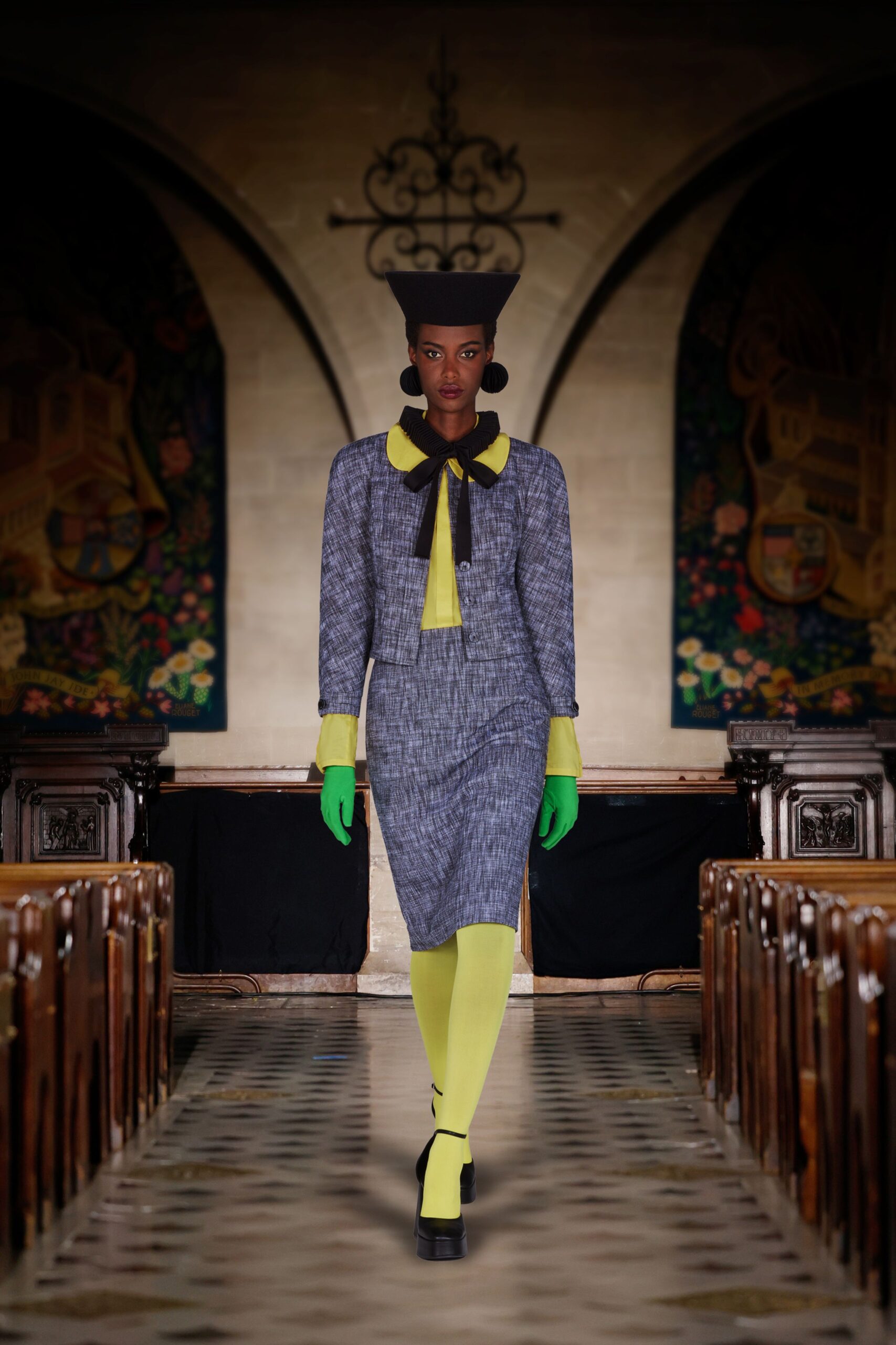 blue cotton long-sleeve collared fitted buttoned pencil dress