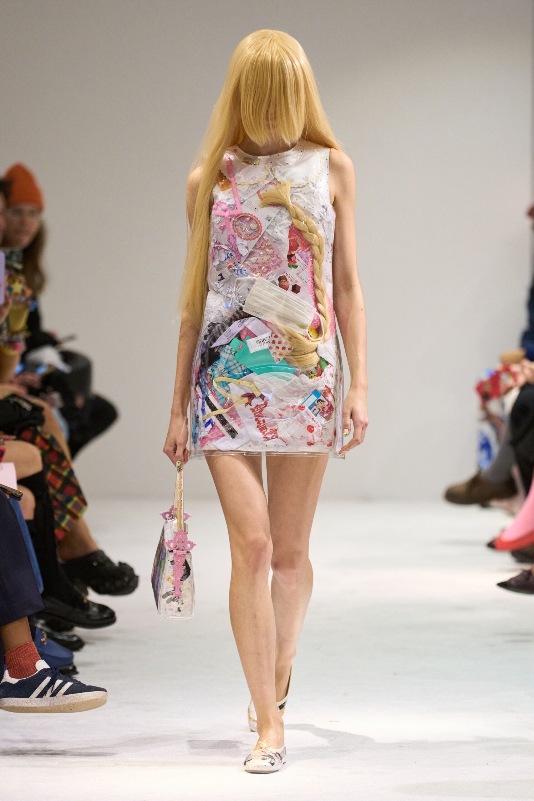 multi vinyl sleeveless high-neck fitted printed mini mini-dress
