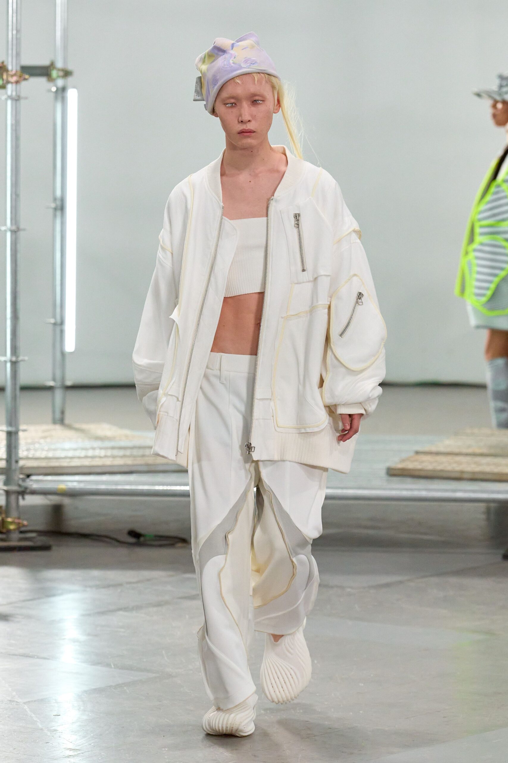 oversized white jacket with fitted top