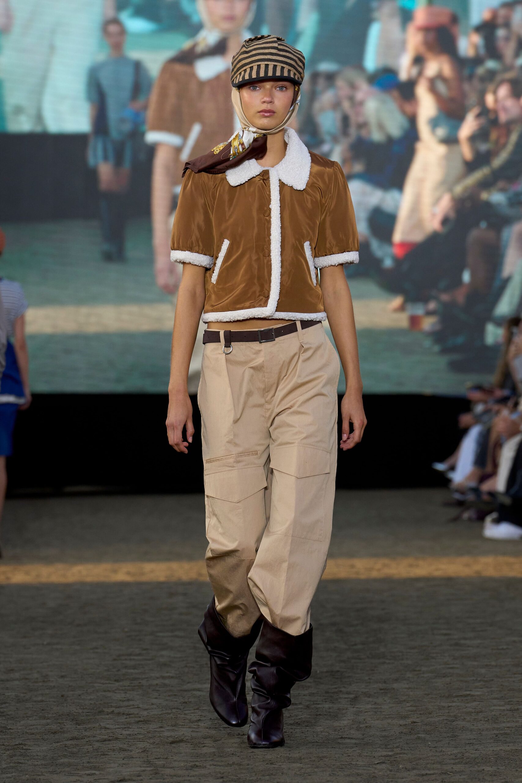 brown satin short-sleeve collared structured buttoned pockets shirt