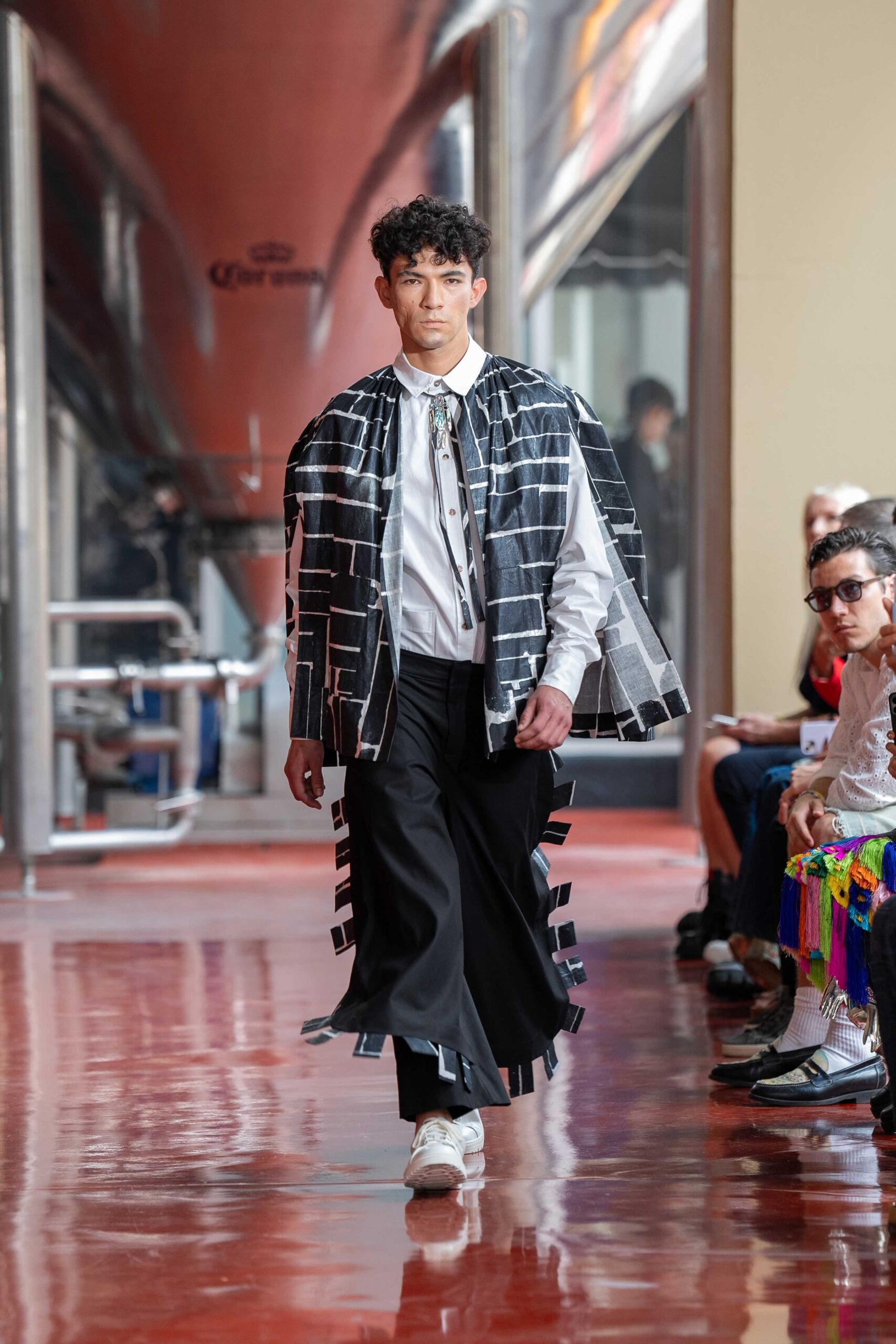 black cotton oversized layered cape