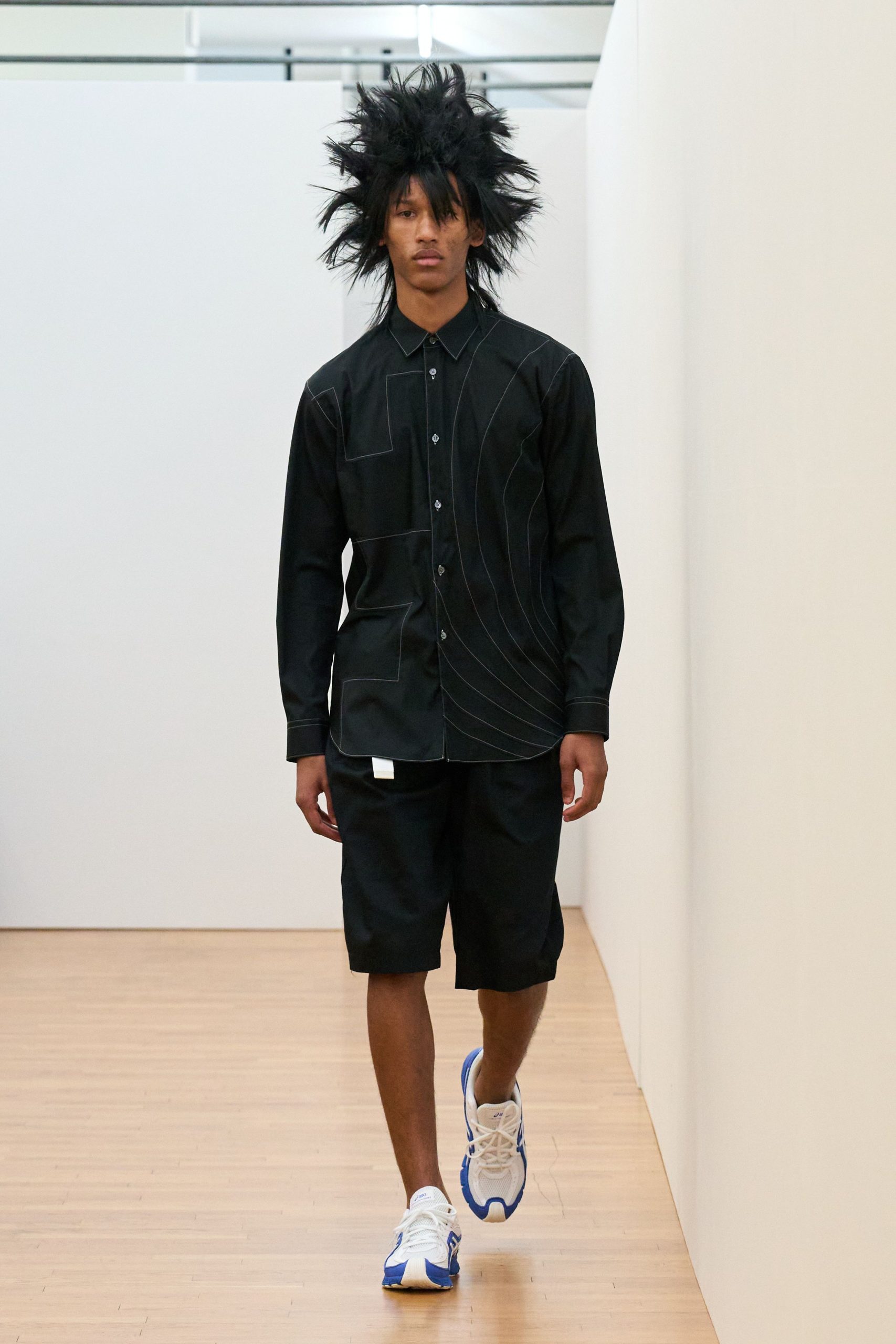 black relaxed shirt and shorts