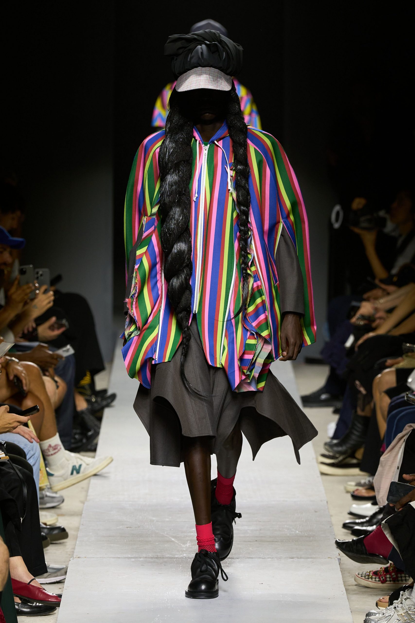 multi long-sleeve hooded oversized layered cape