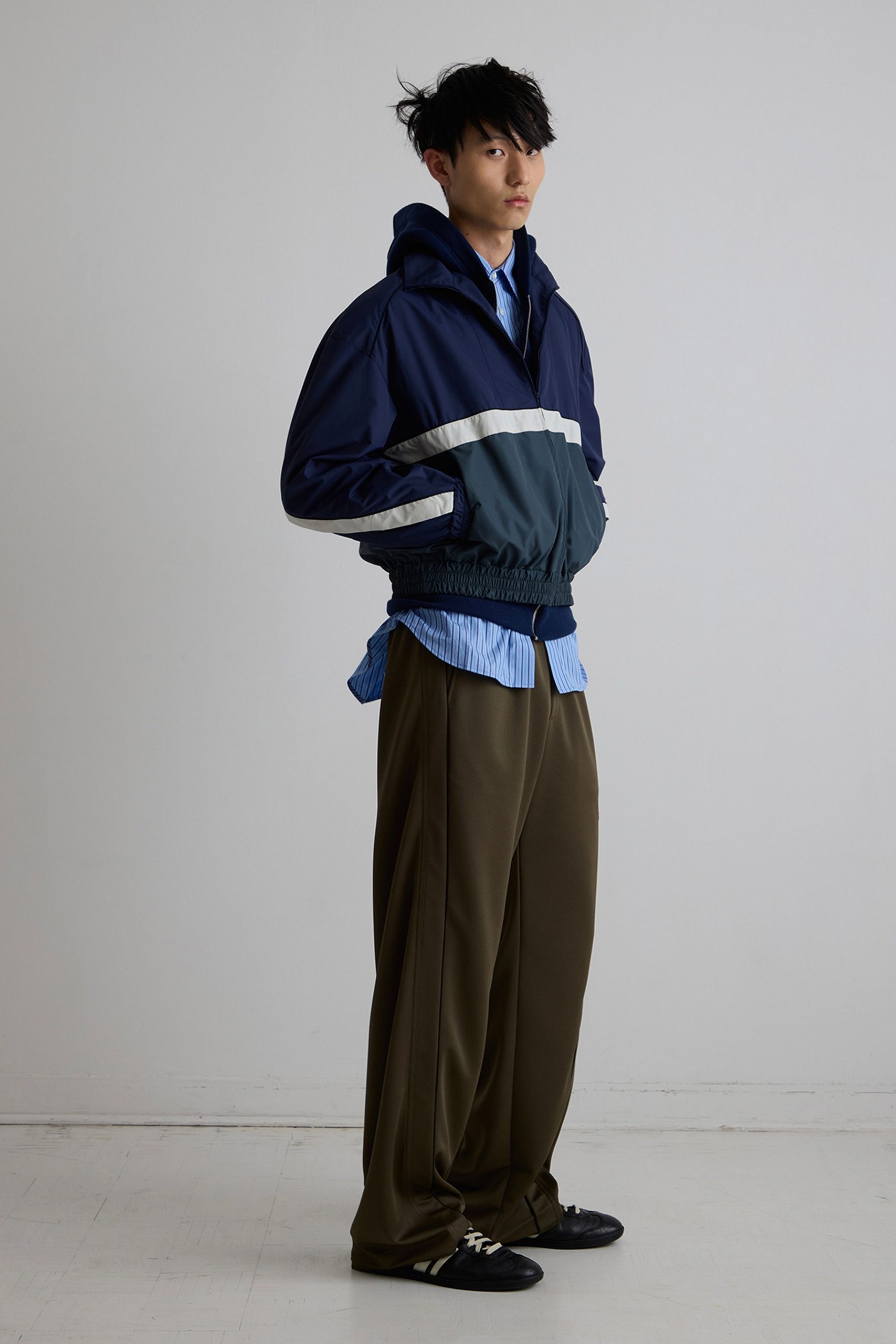 blue green relaxed jacket with shirt