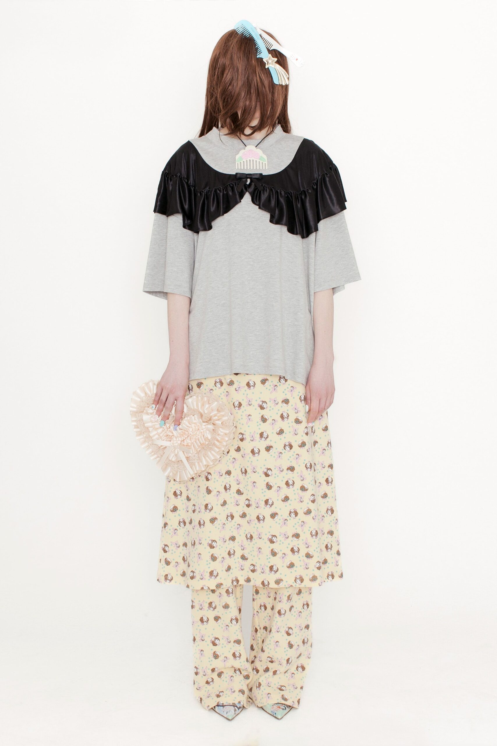 yellow cotton relaxed printed pants