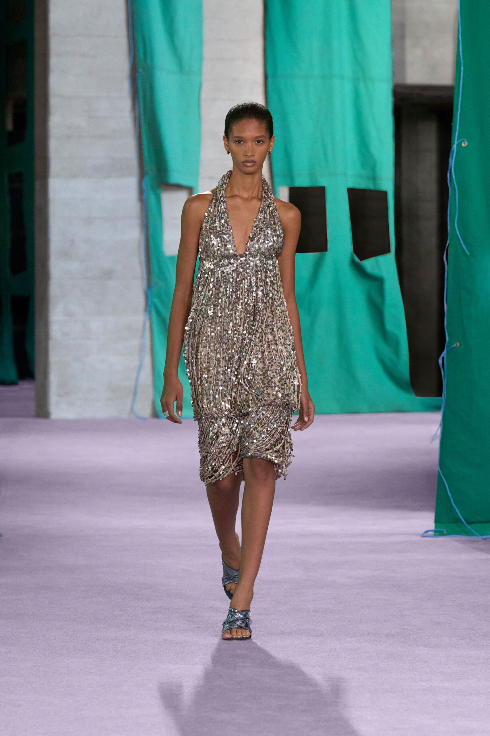 gold sequin sleeveless mini dress