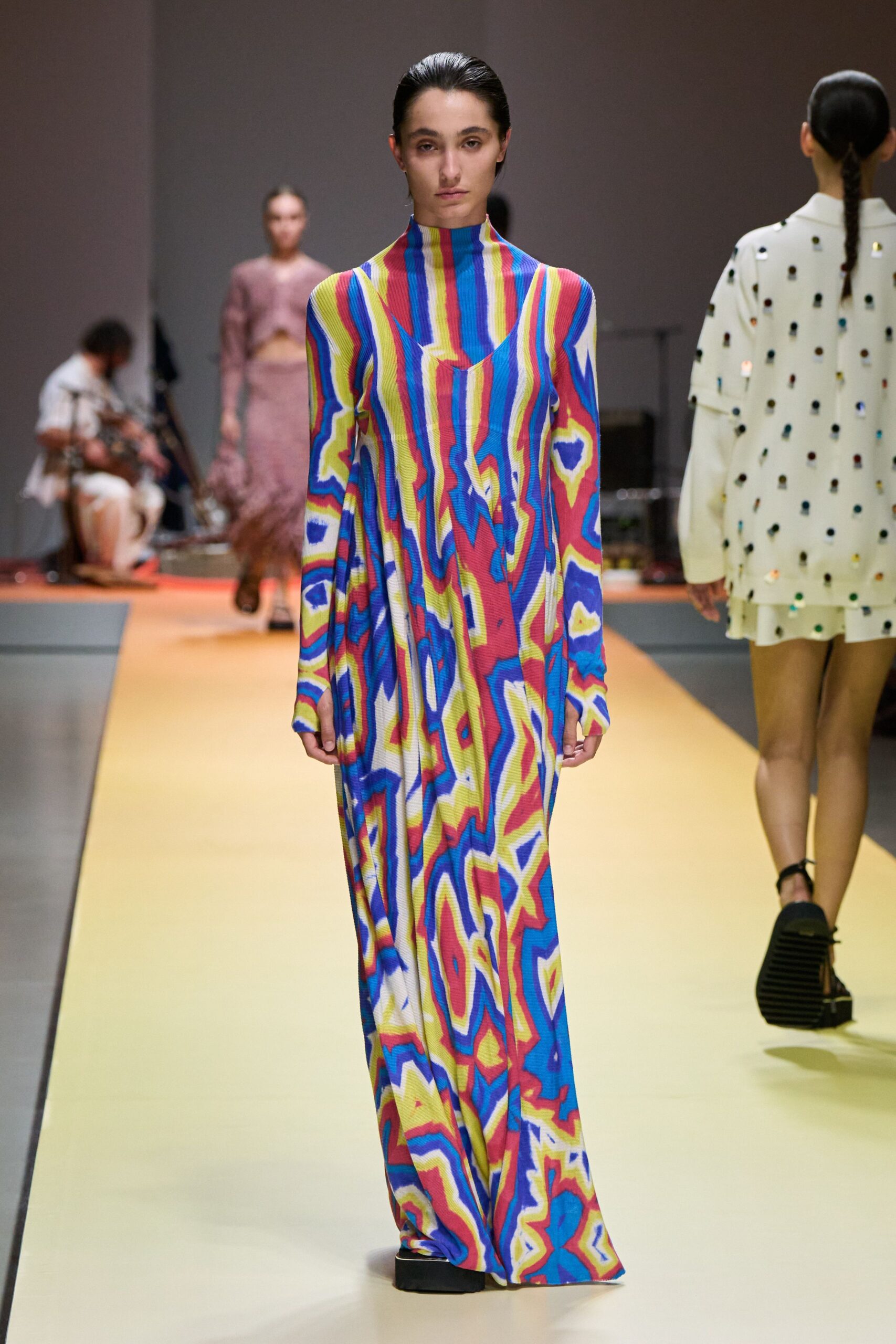 colorful printed maxi gown