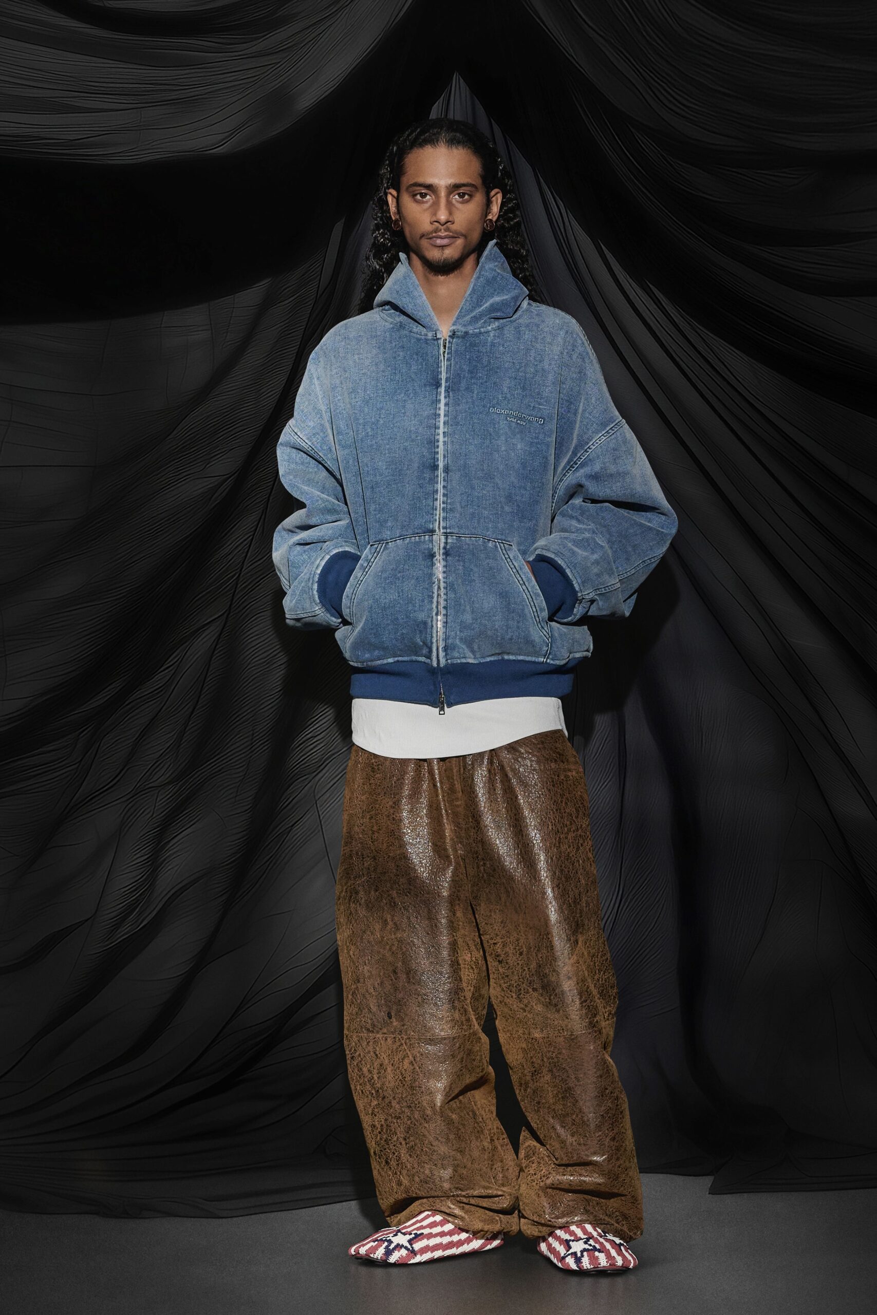 denim jacket with relaxed pants