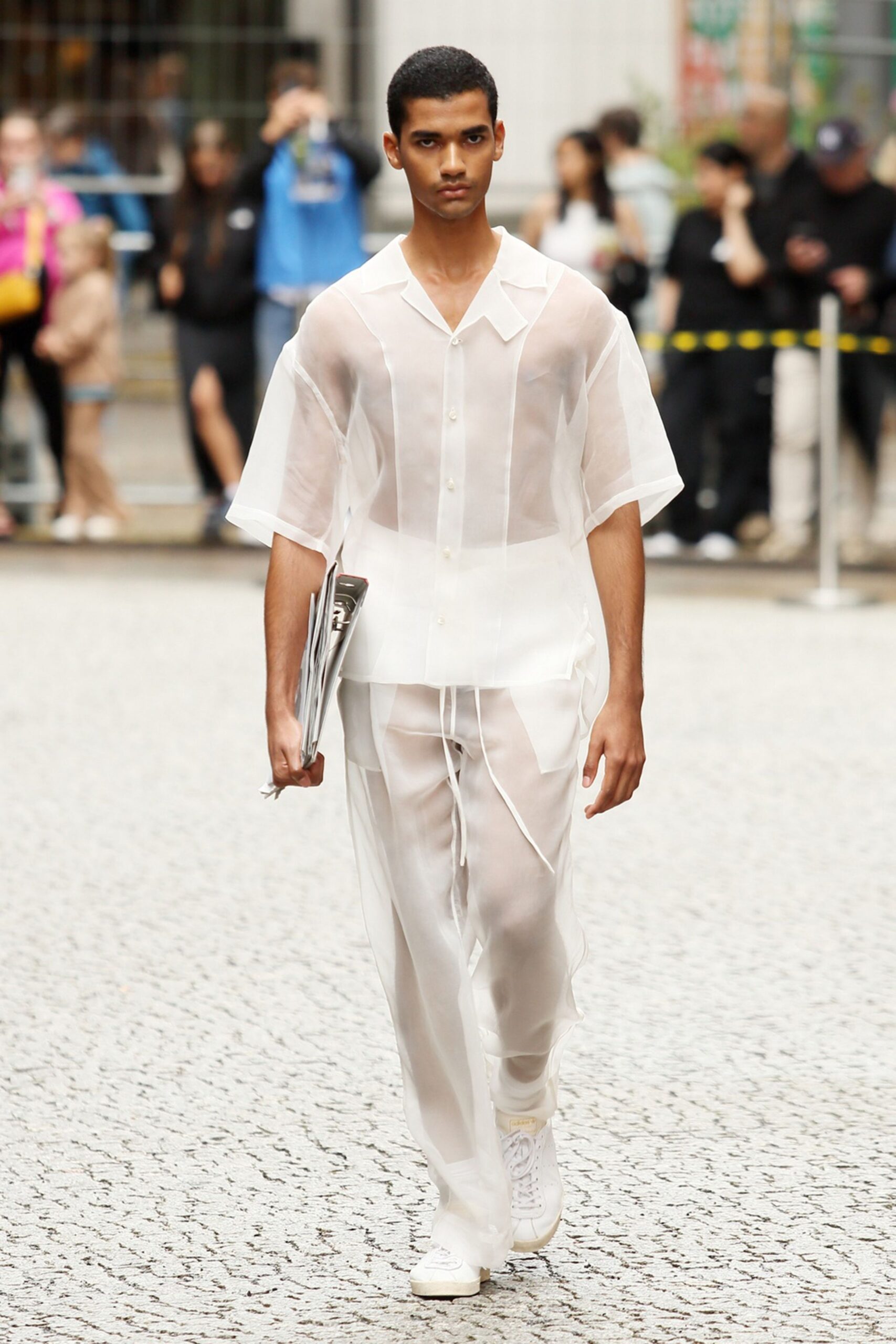 white cotton relaxed sheer pants
