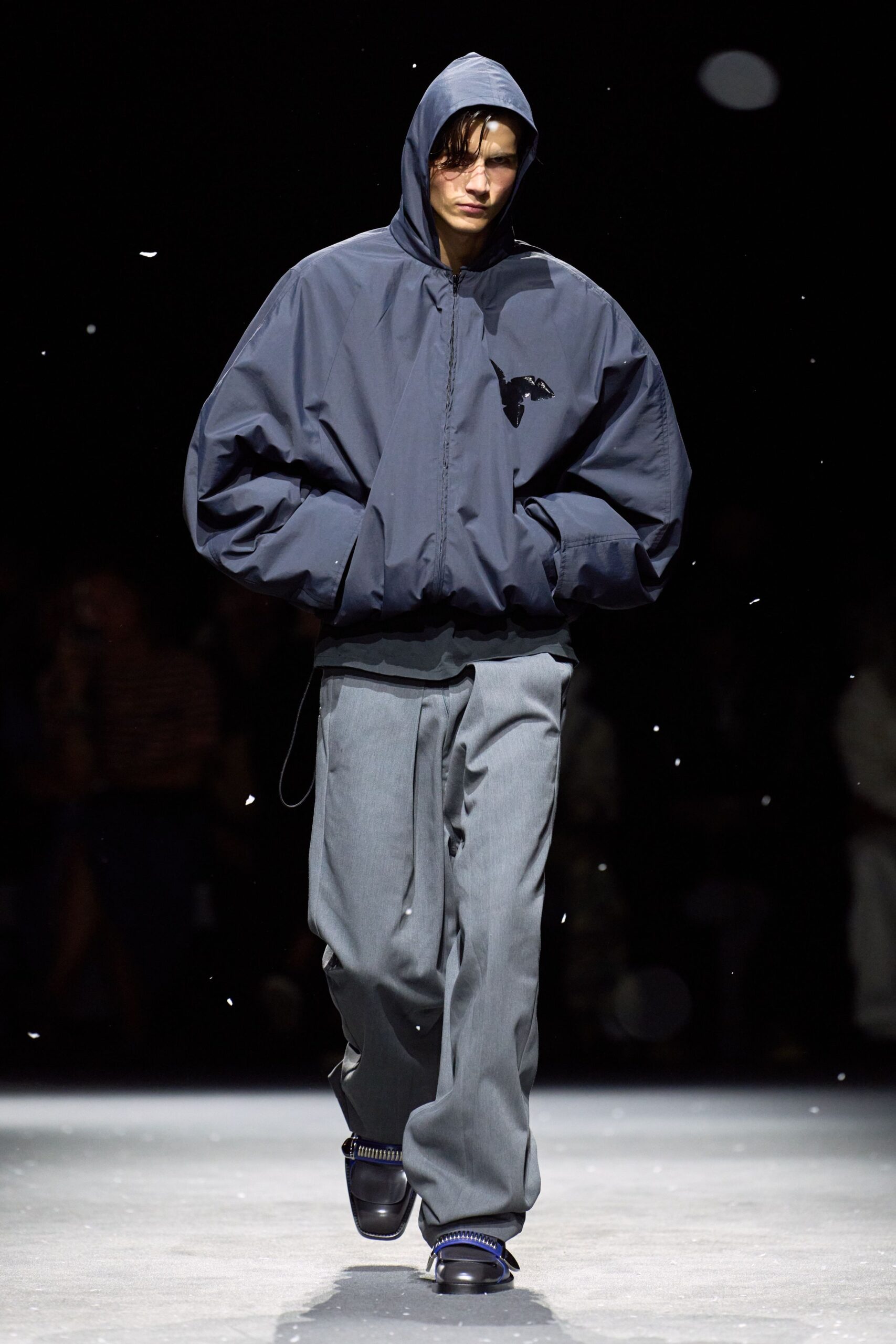 blue oversized hoodie gray pants