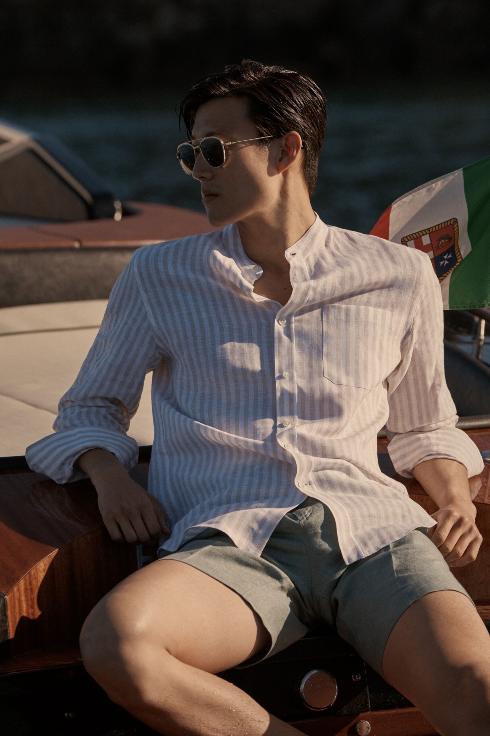relaxed striped shirt with shorts