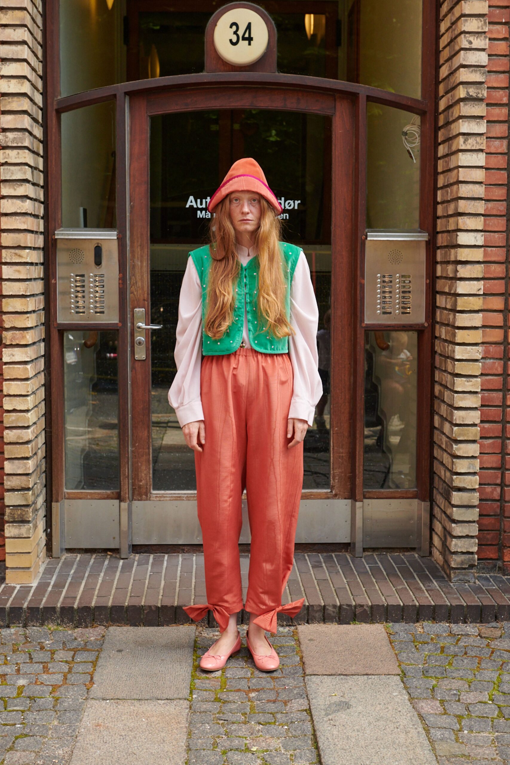 orange silk relaxed wide-leg pants