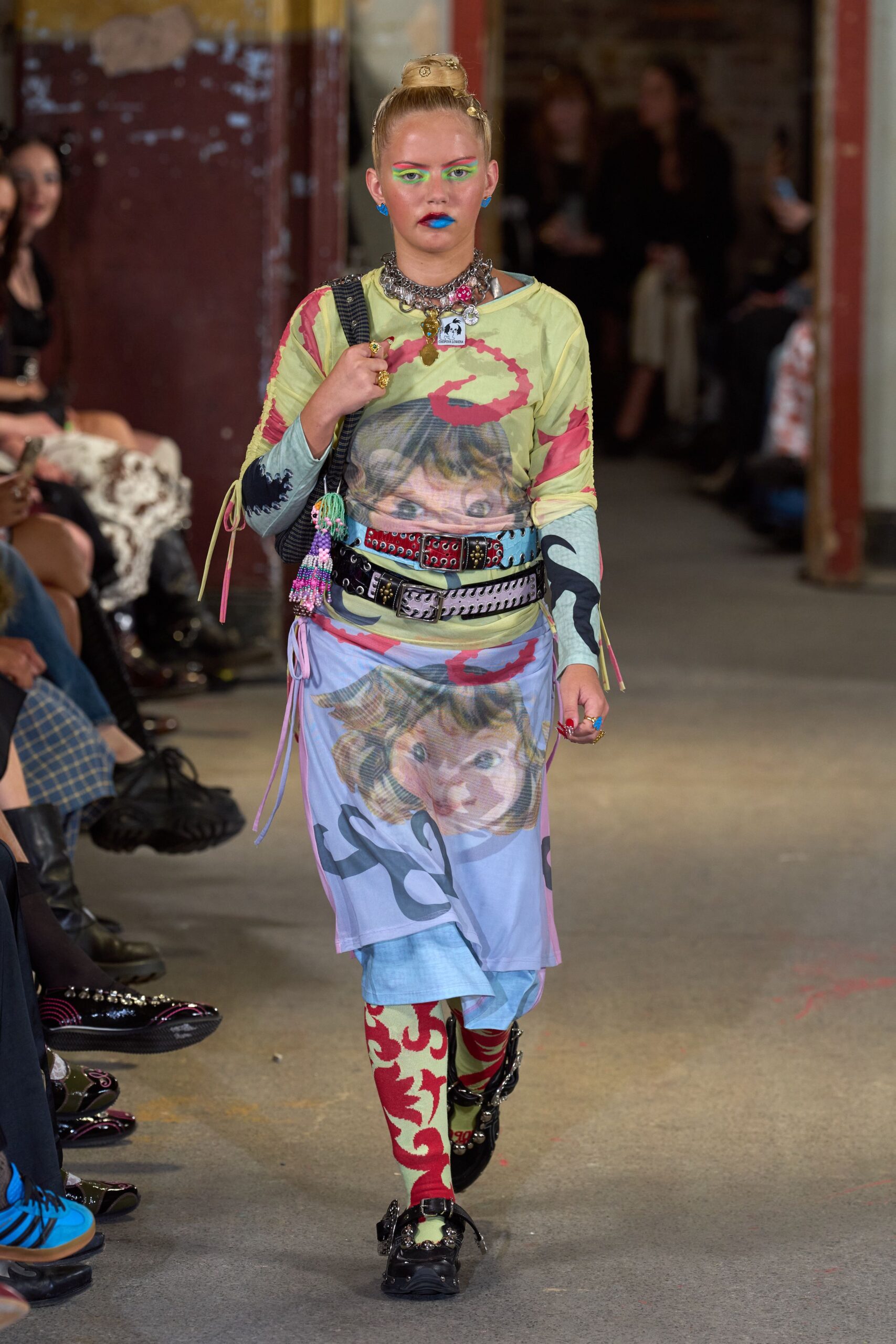 multi-colored relaxed top with layered skirt
