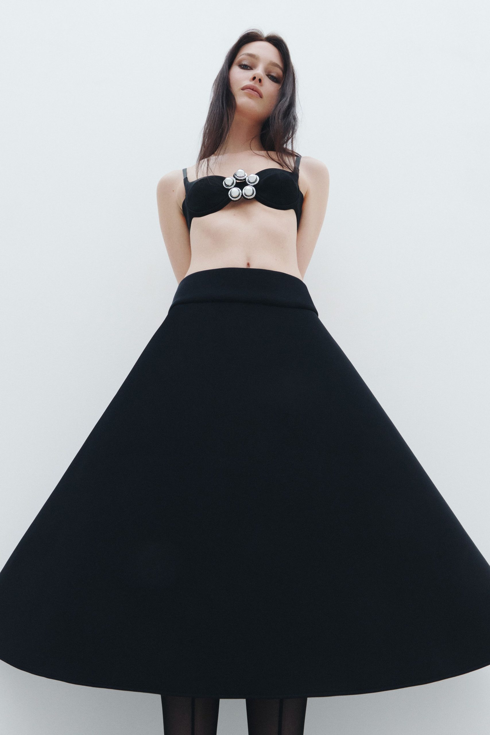 black cotton sleeveless fitted embellished cropped crop-top