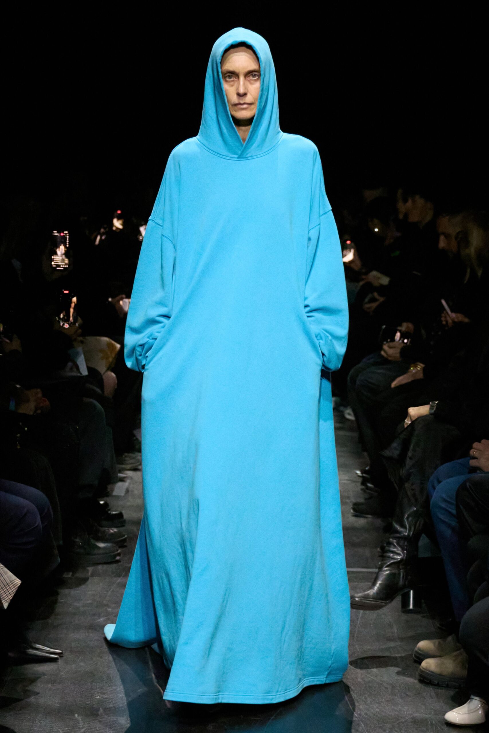 blue oversized hooded dress