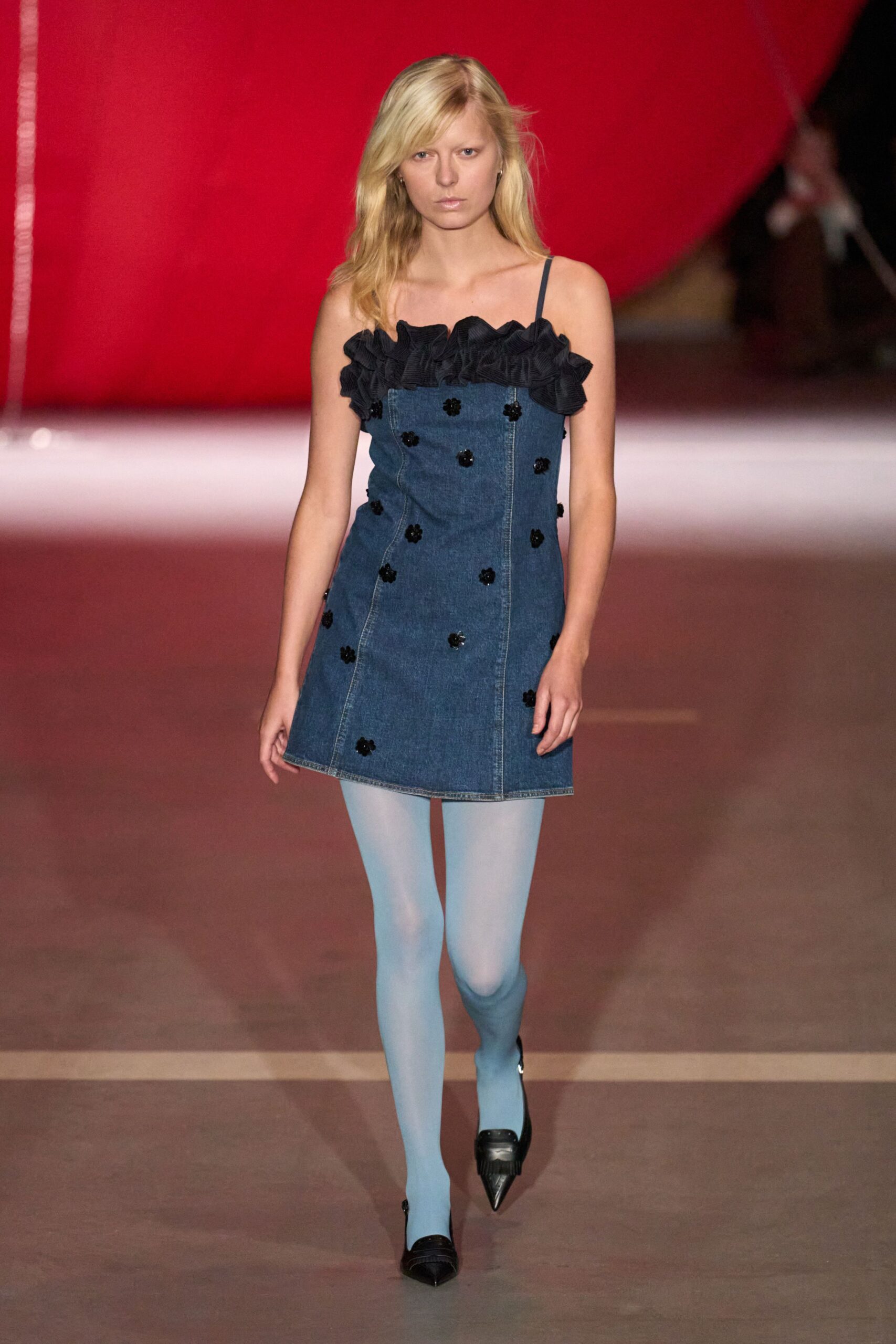 blue denim mini dress