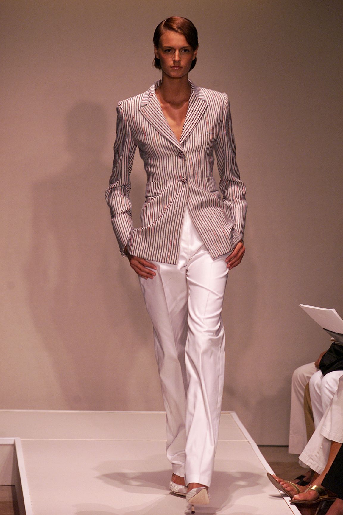 striped tailored single-breasted blazer