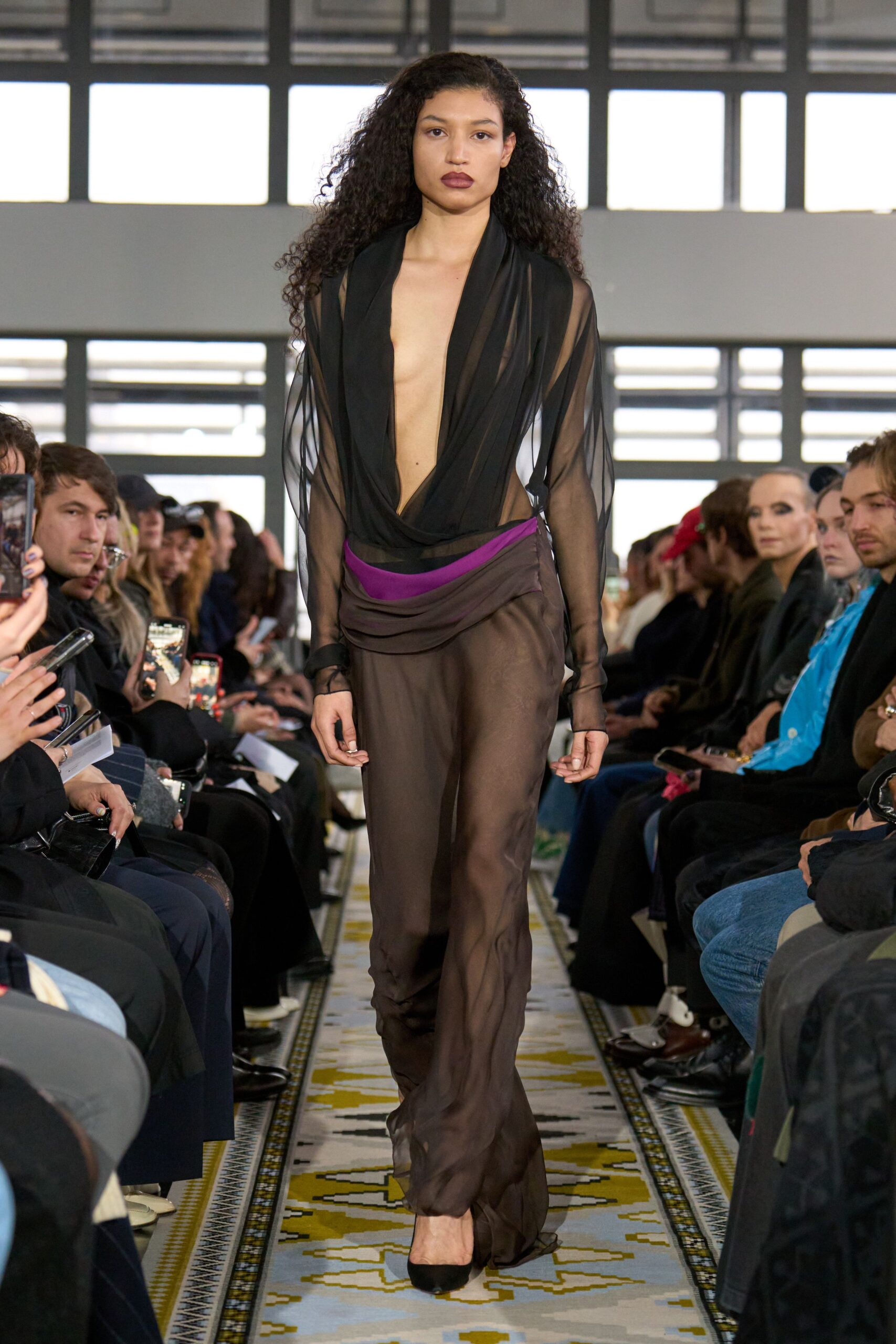 black silk sleeveless gown
