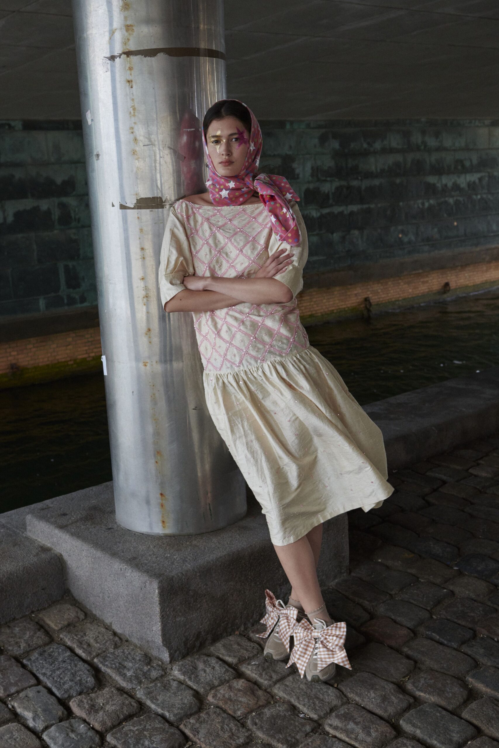 pink silk wrap relaxed printed scarf