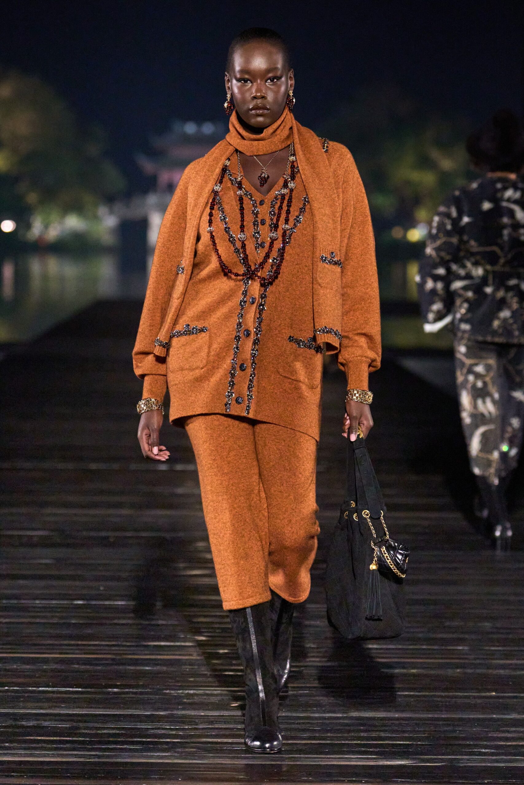 orange wool relaxed top and pants