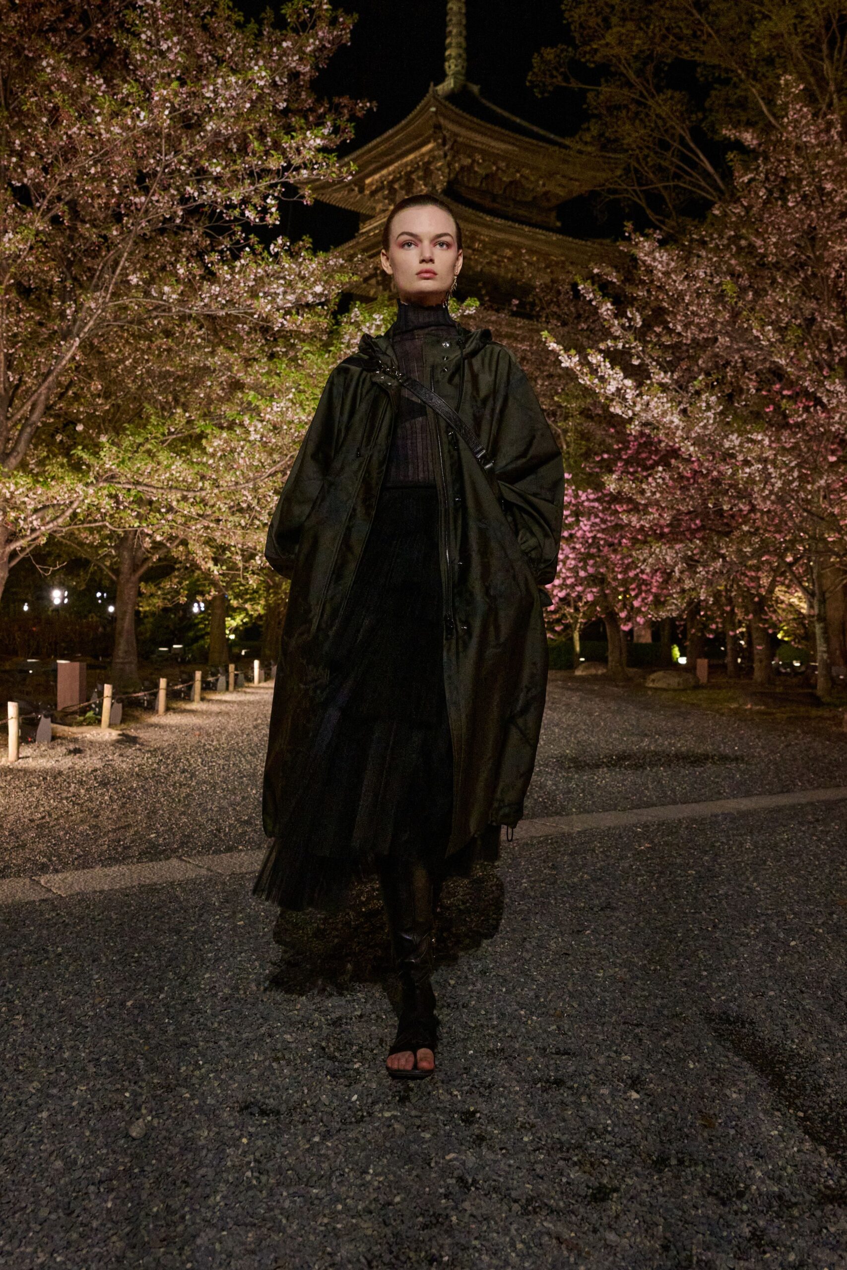 black tulle fitted tiered flowing midi skirt
