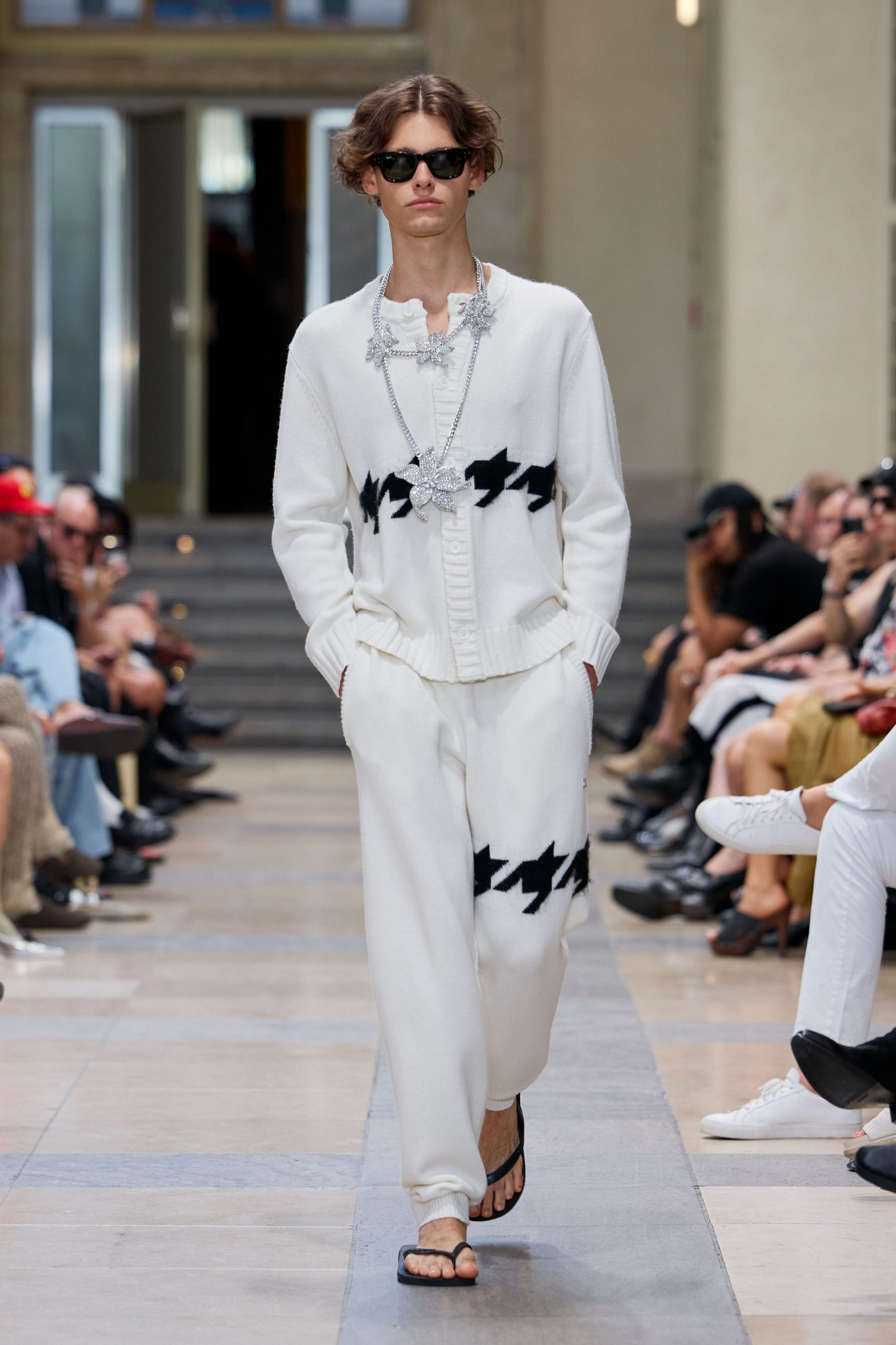 white relaxed sweater and pants