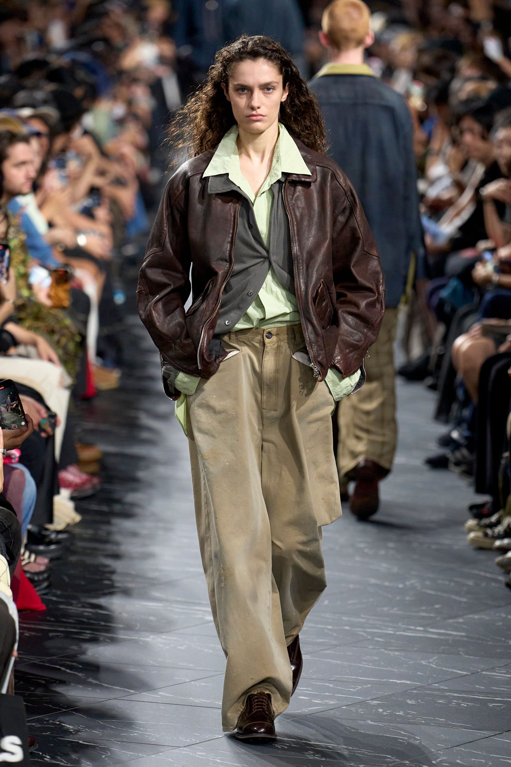 brown leather jacket with vest