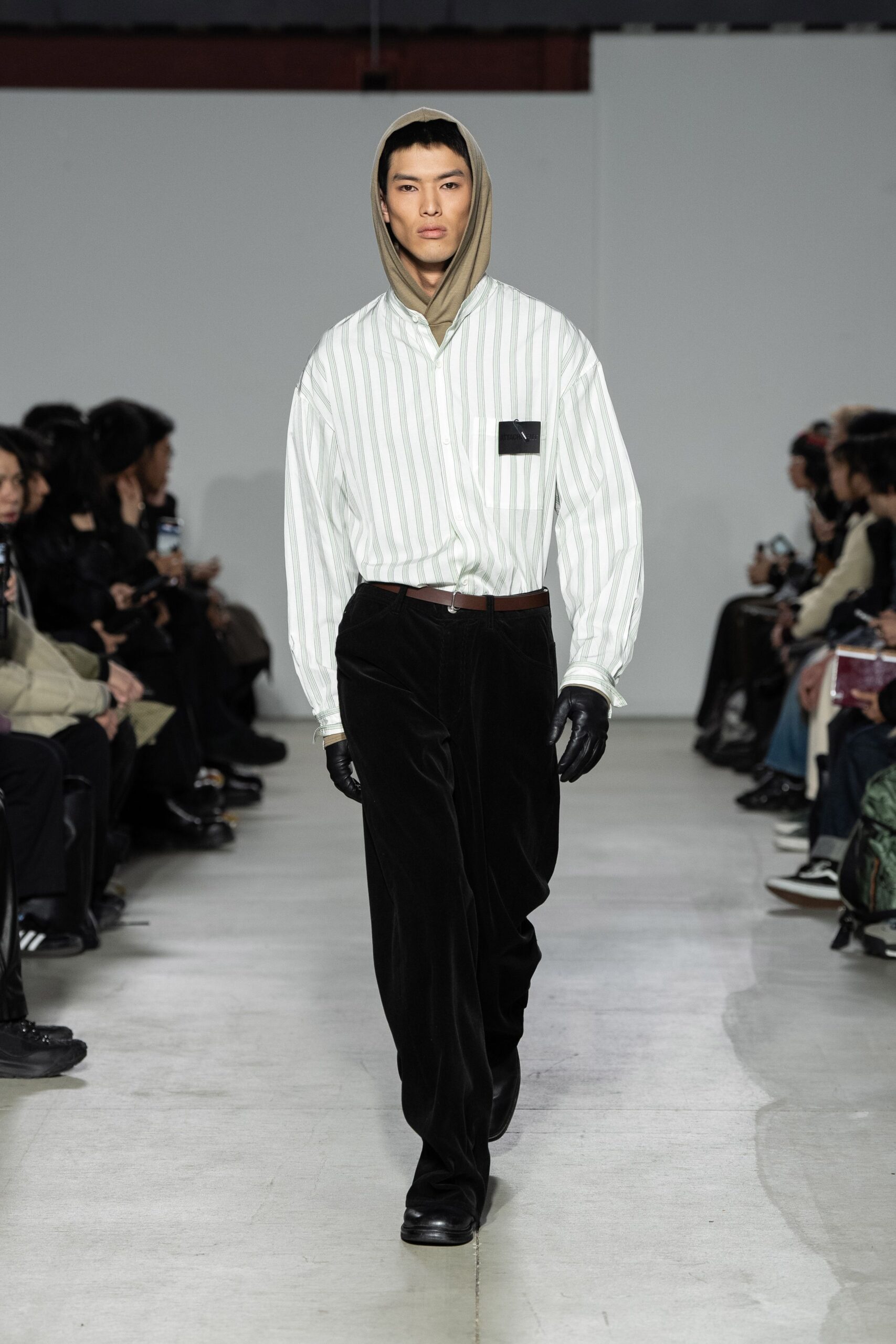 relaxed striped shirt and black pants