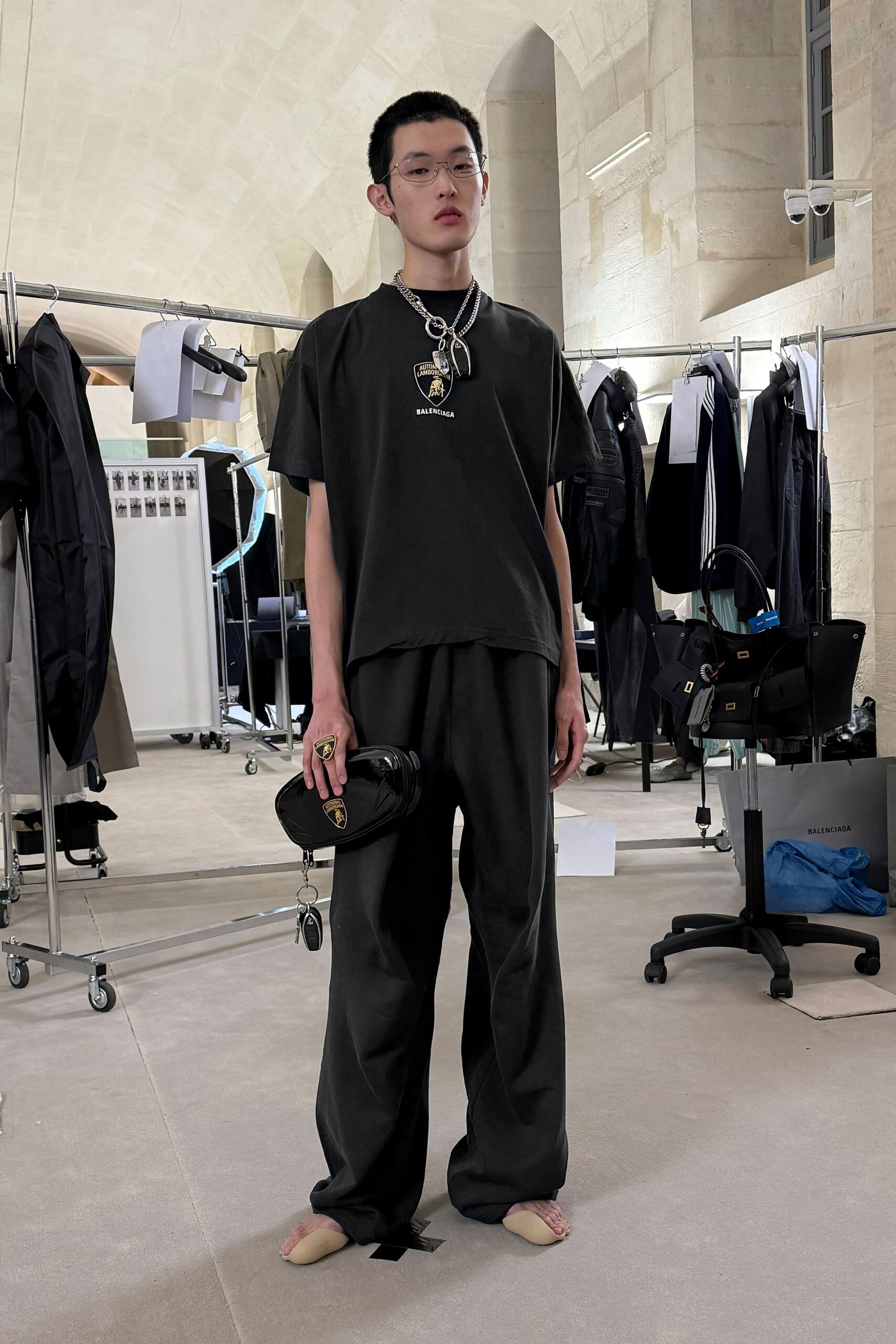 black relaxed top and pants