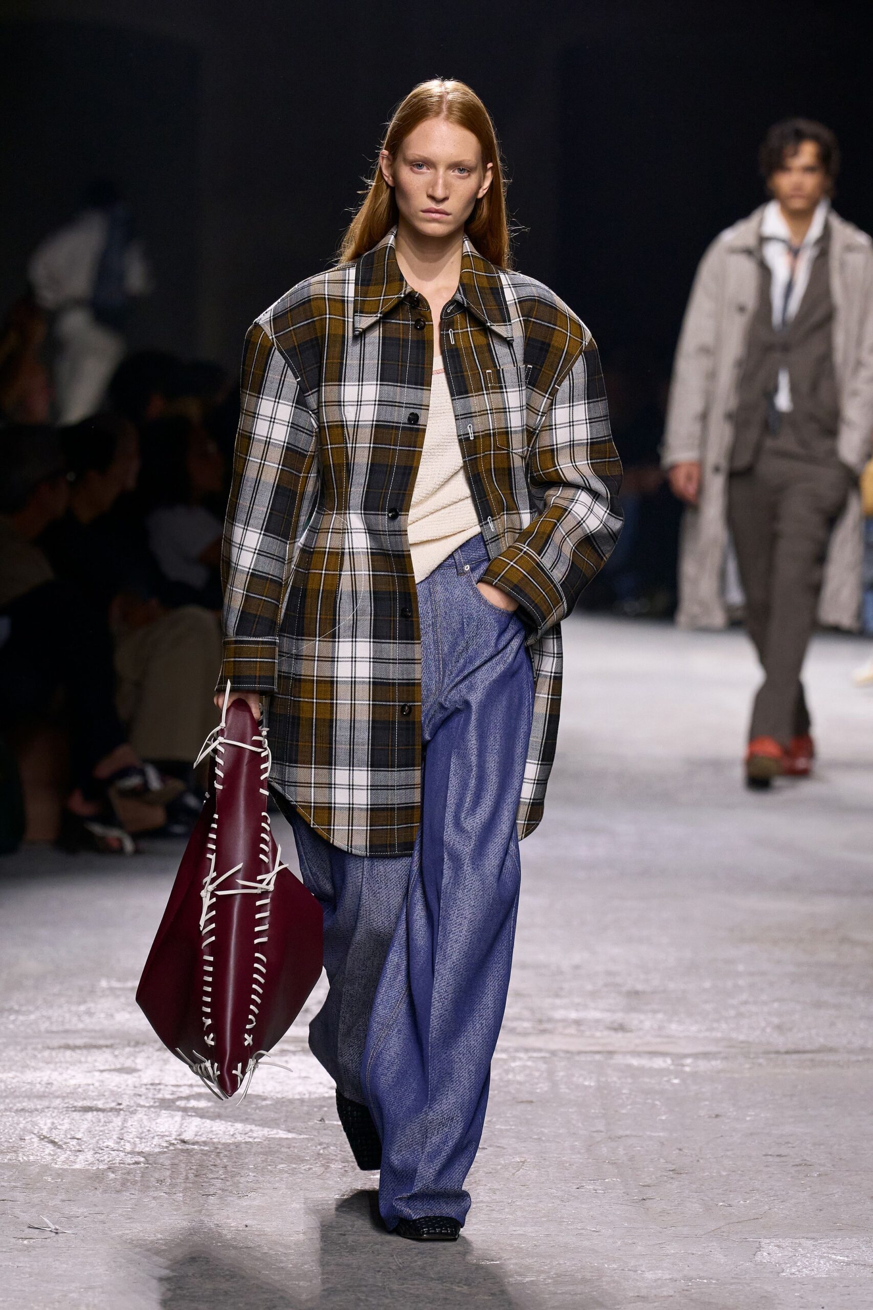 checked shirt with relaxed pants