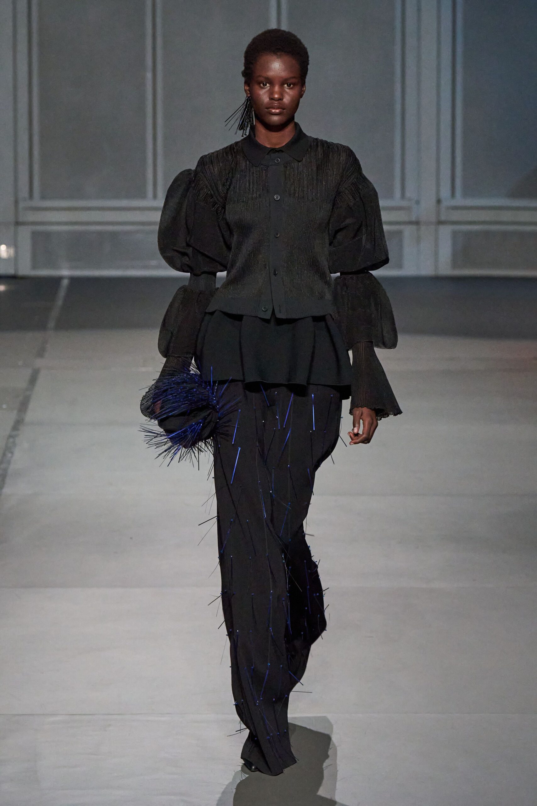 black silk blouse and pants