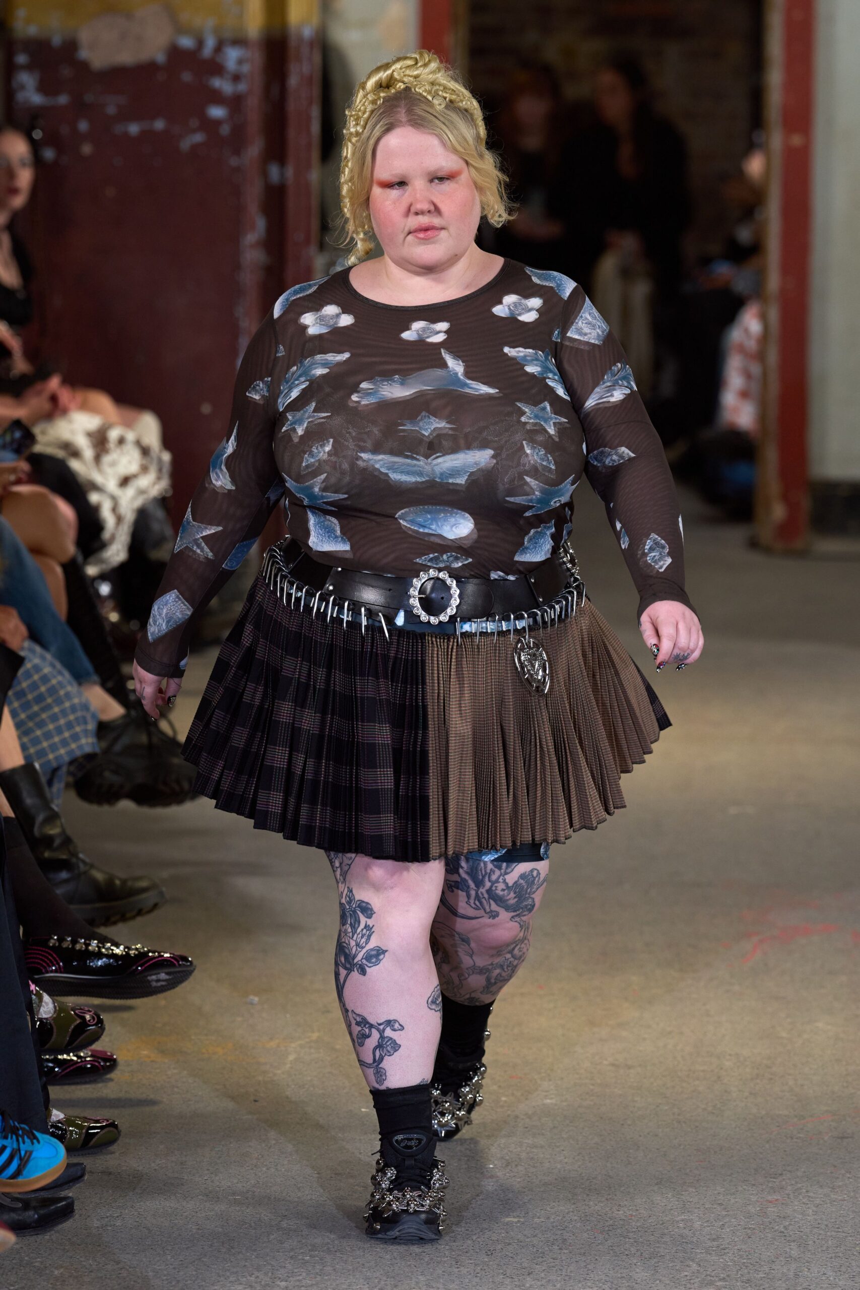 fitted black top with pleated skirt