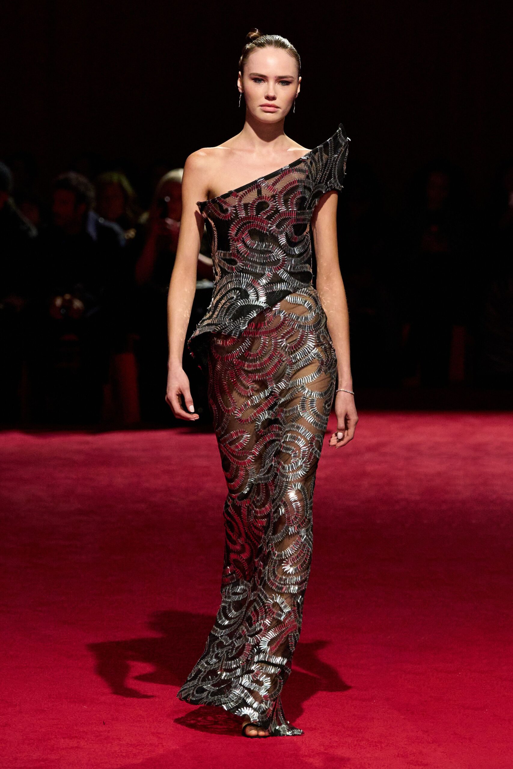 black and silver embellished gown