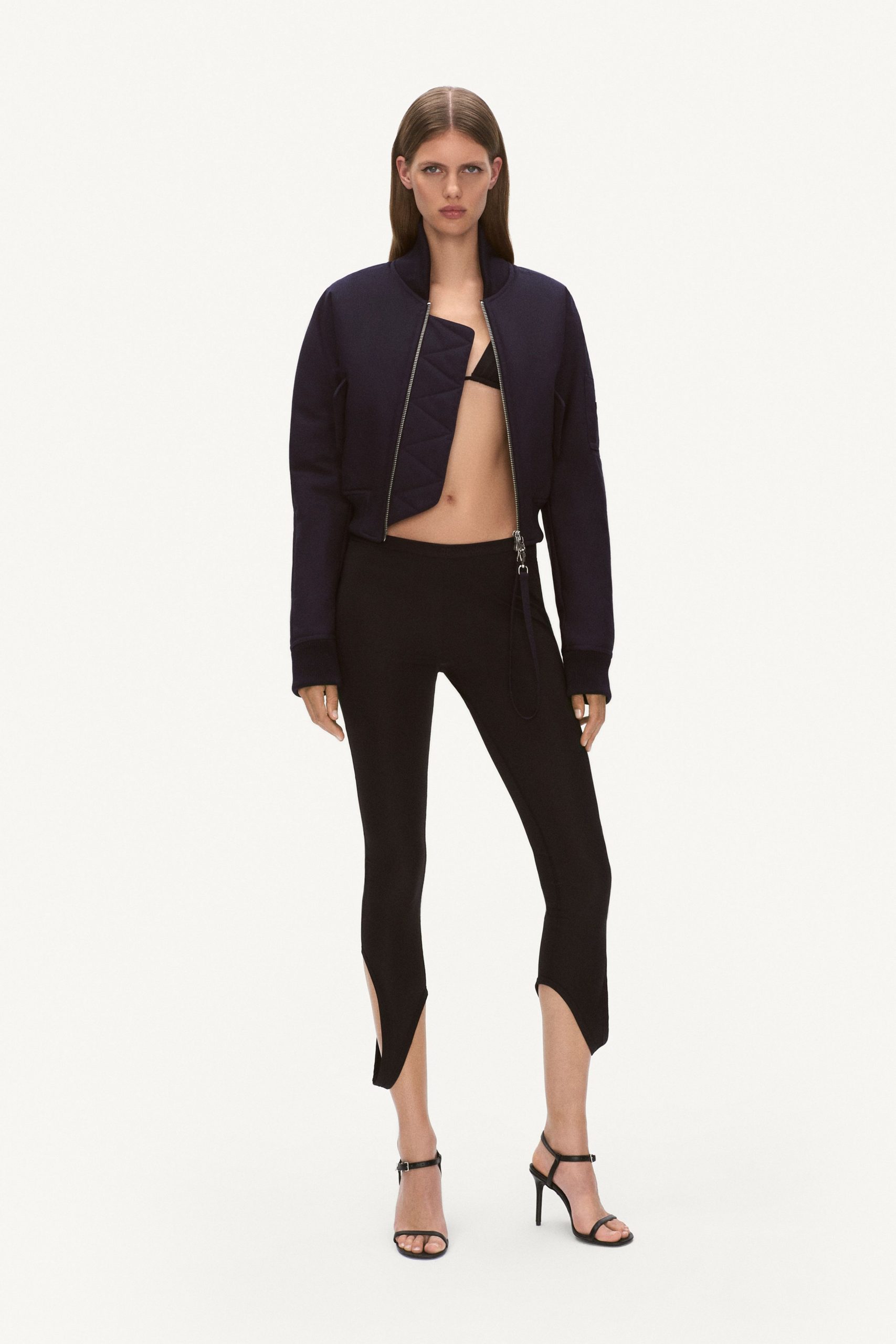 black fitted jacket and pants