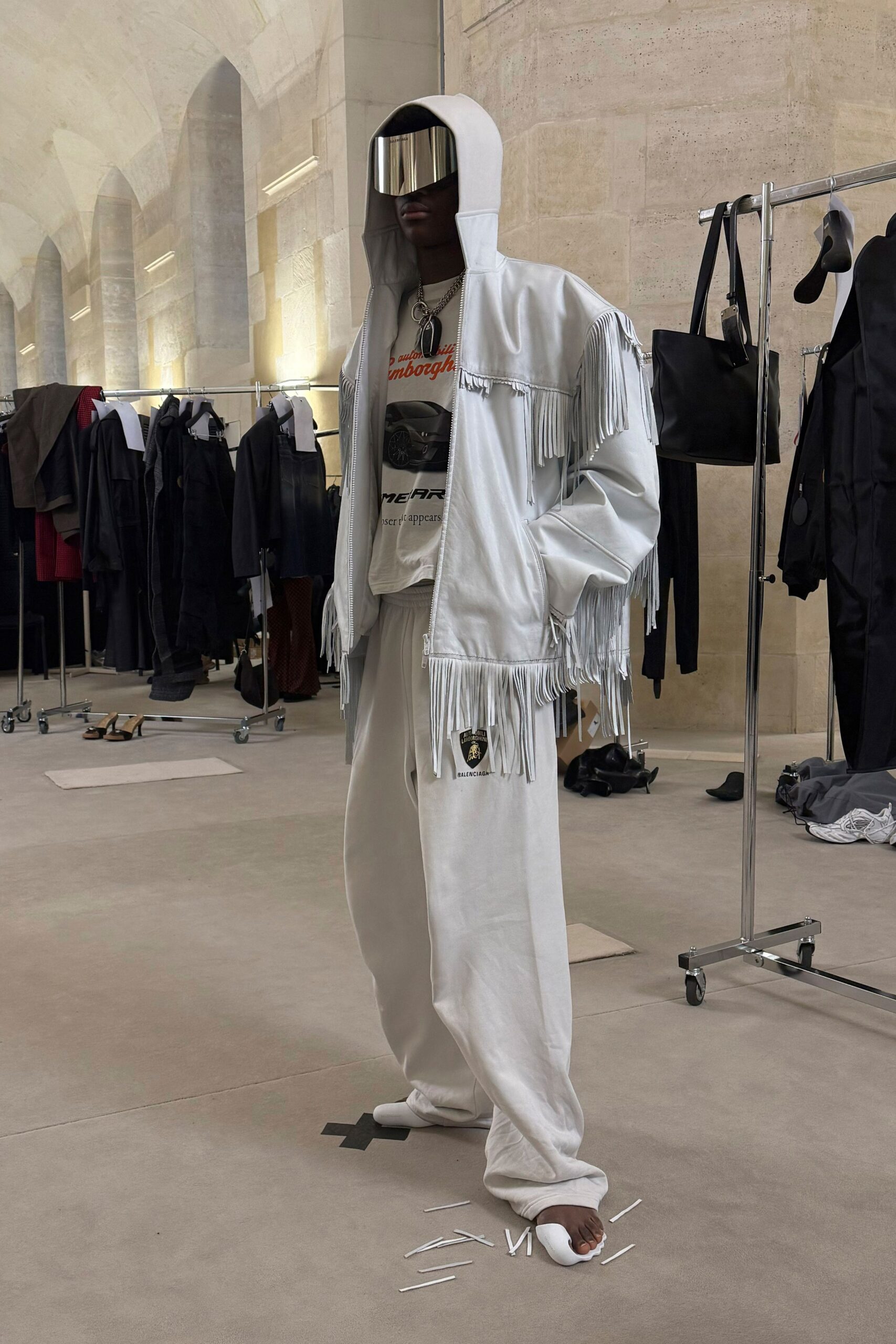 white relaxed jacket and pants