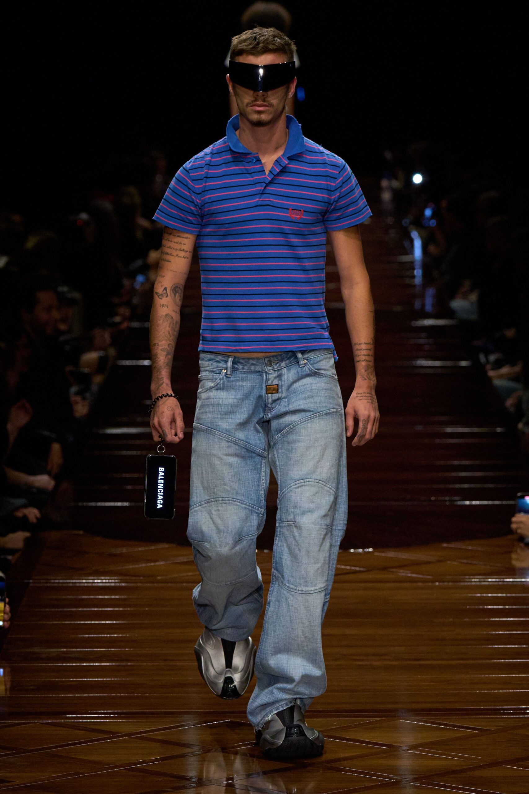 blue striped shirt with relaxed jeans