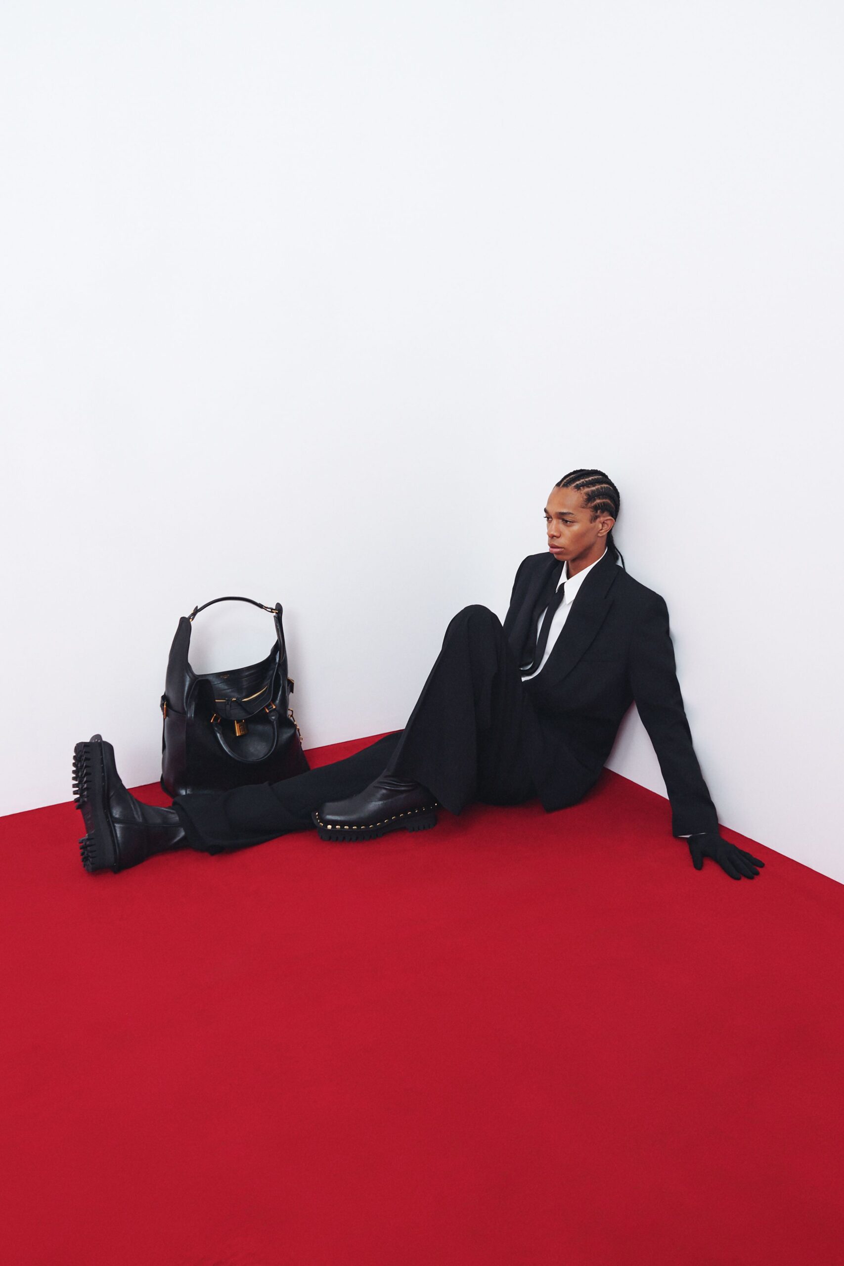 black leather structured pockets shiny boots