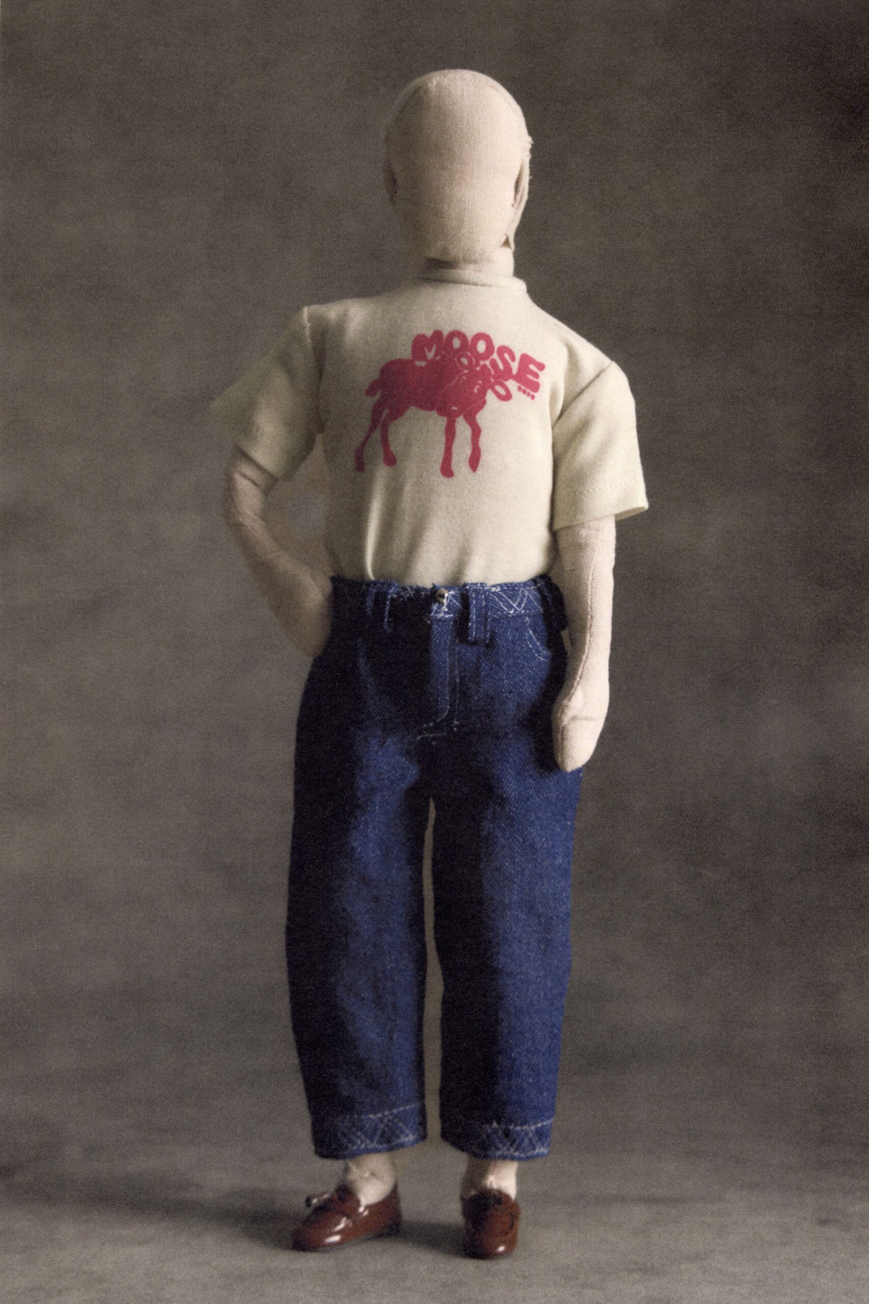 blue denim high-waisted straight-leg pockets textured pants