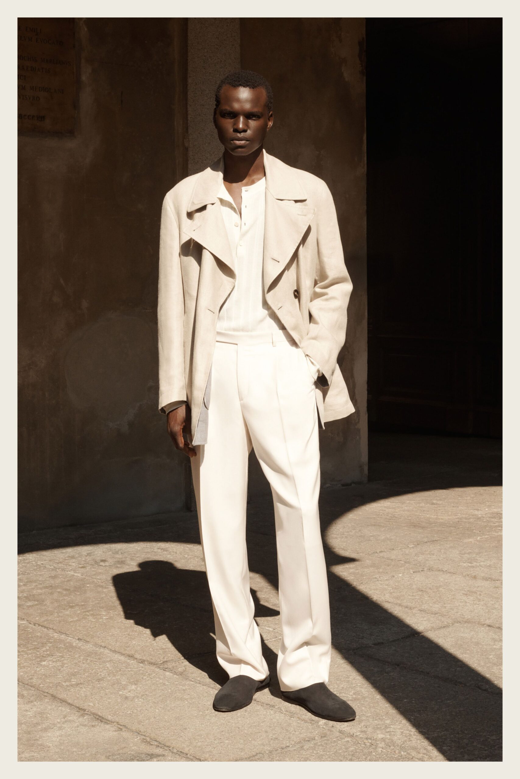 white wool tailored straight-leg pants