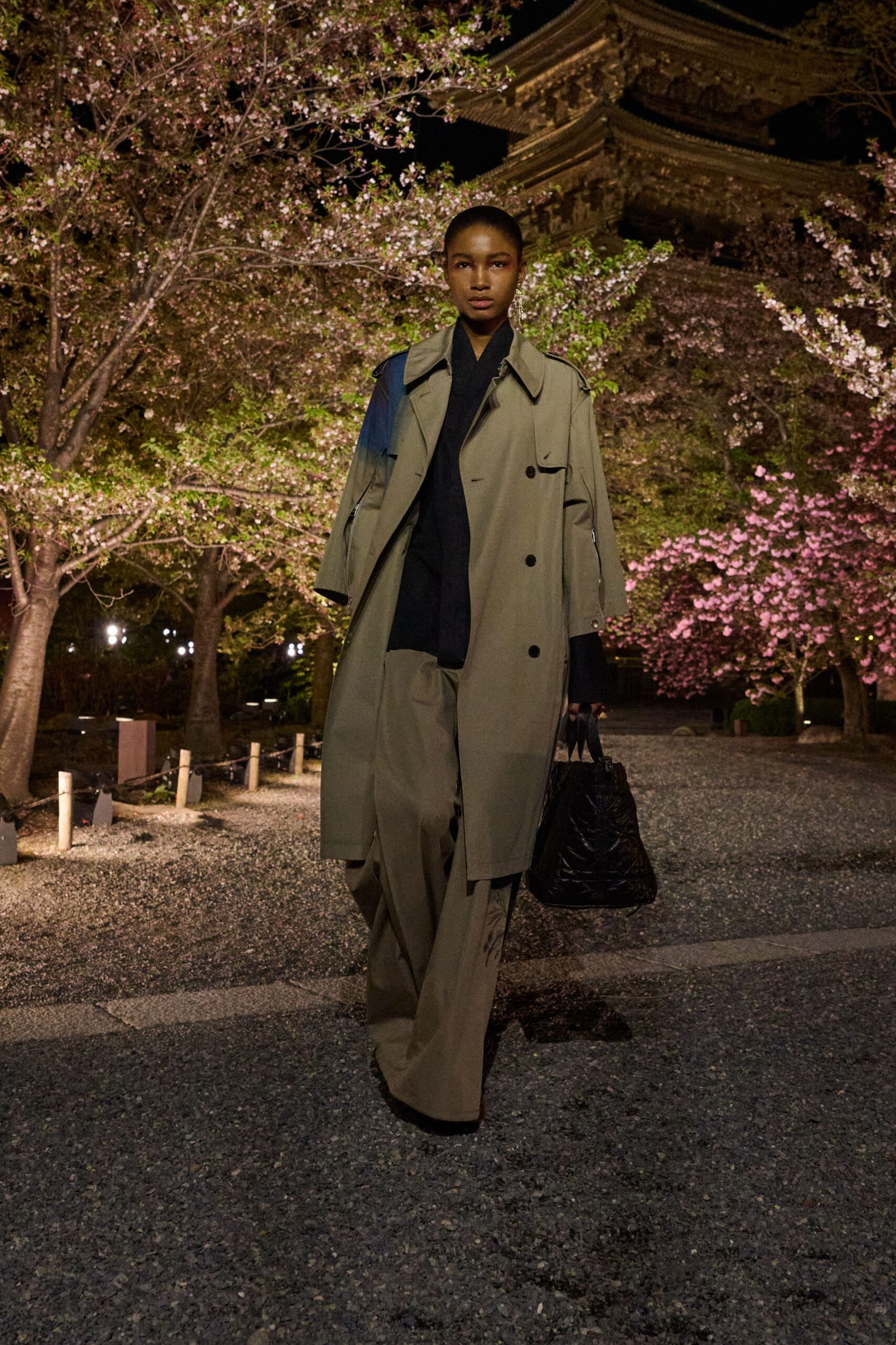 beige cotton long-sleeve collared relaxed buttoned trench