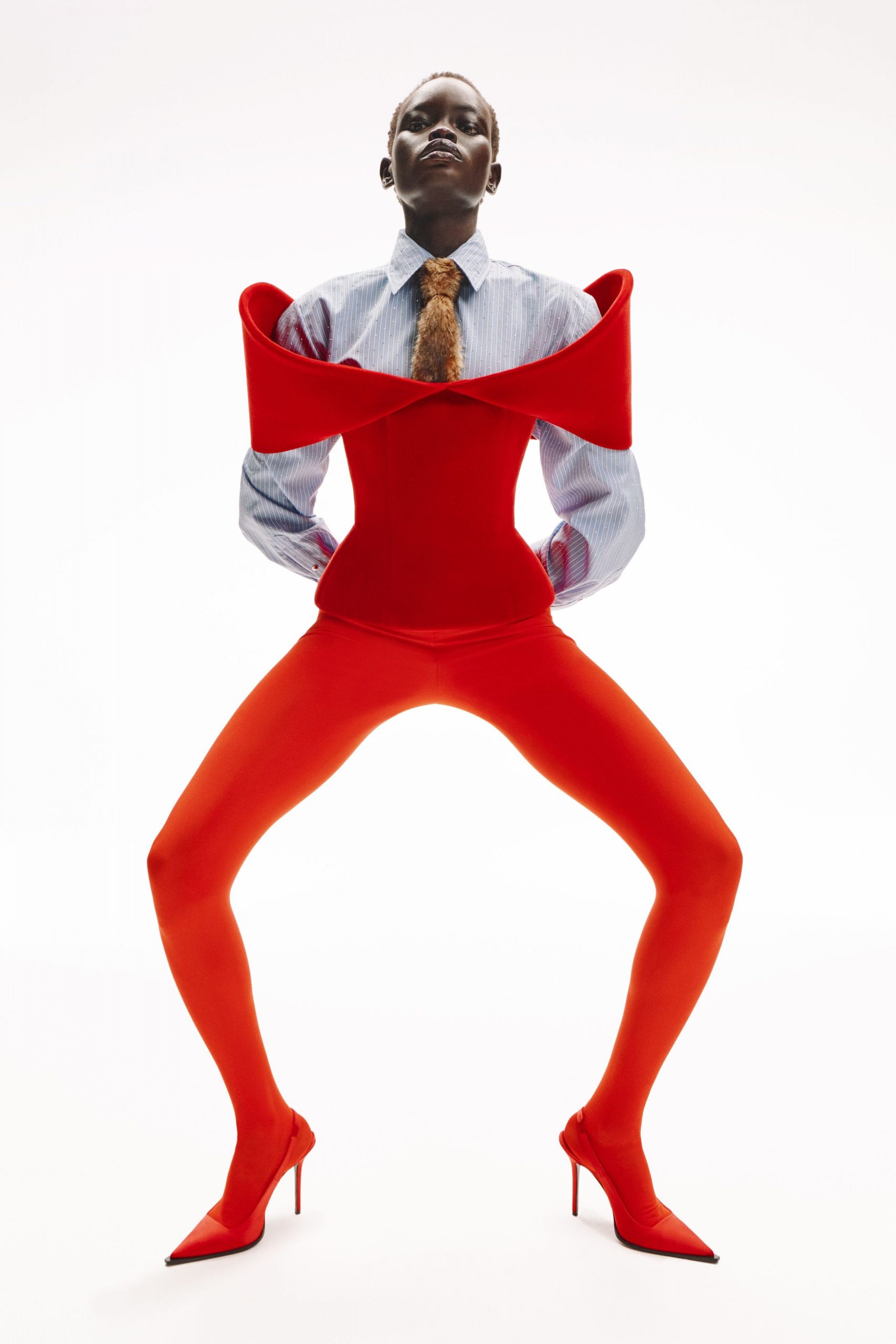 red cotton fitted leggings