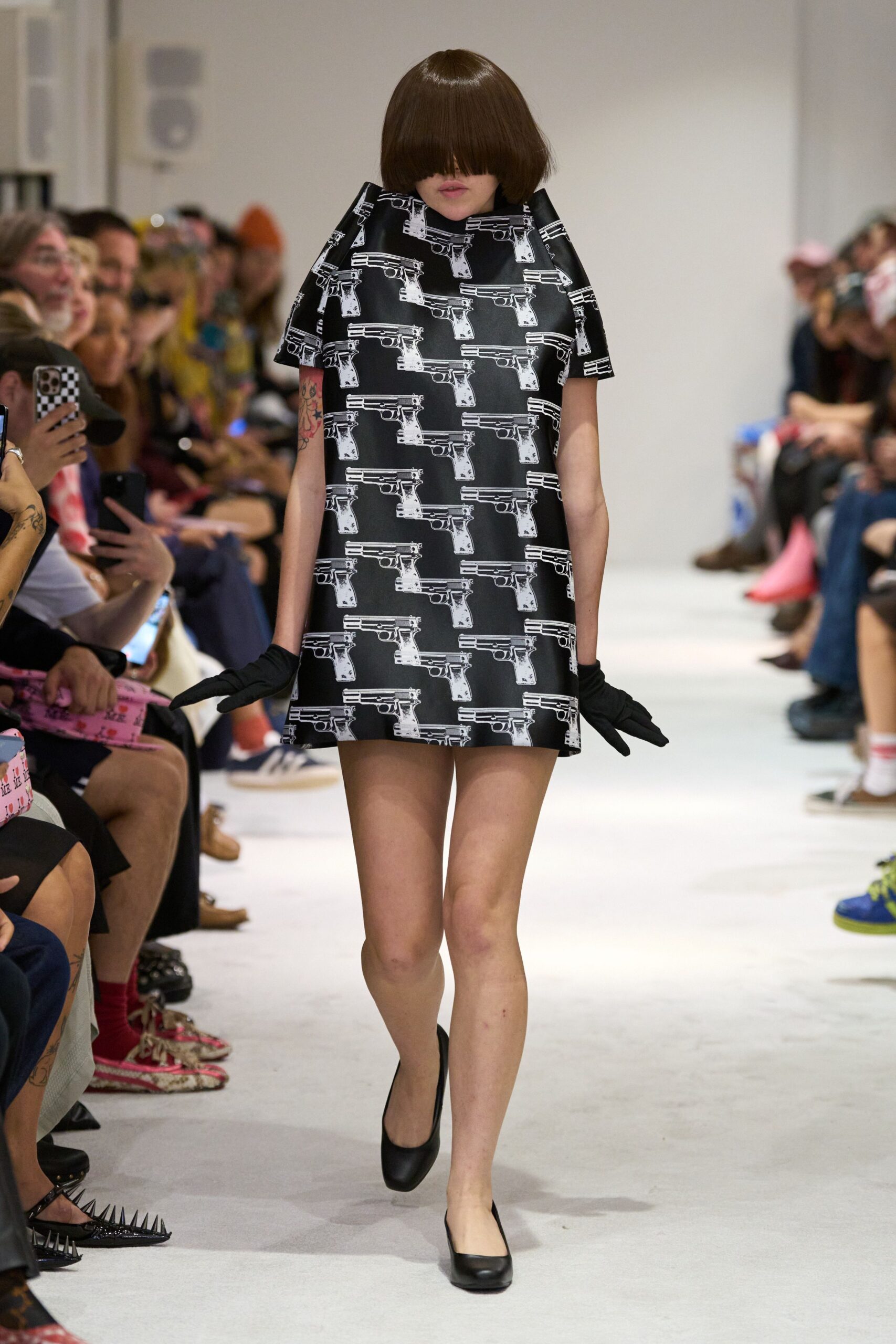 black and white printed mini dress