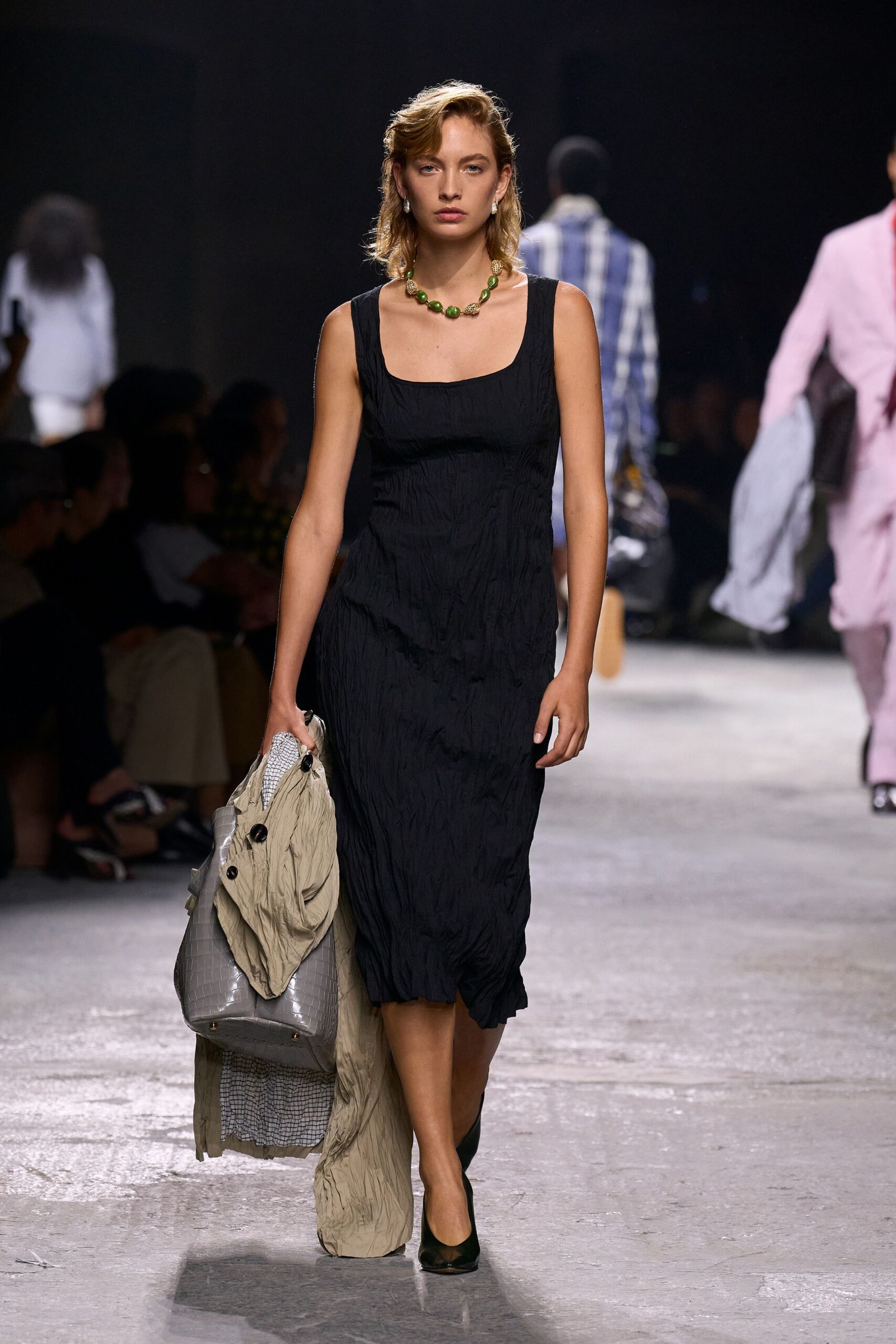 black fitted midi dress