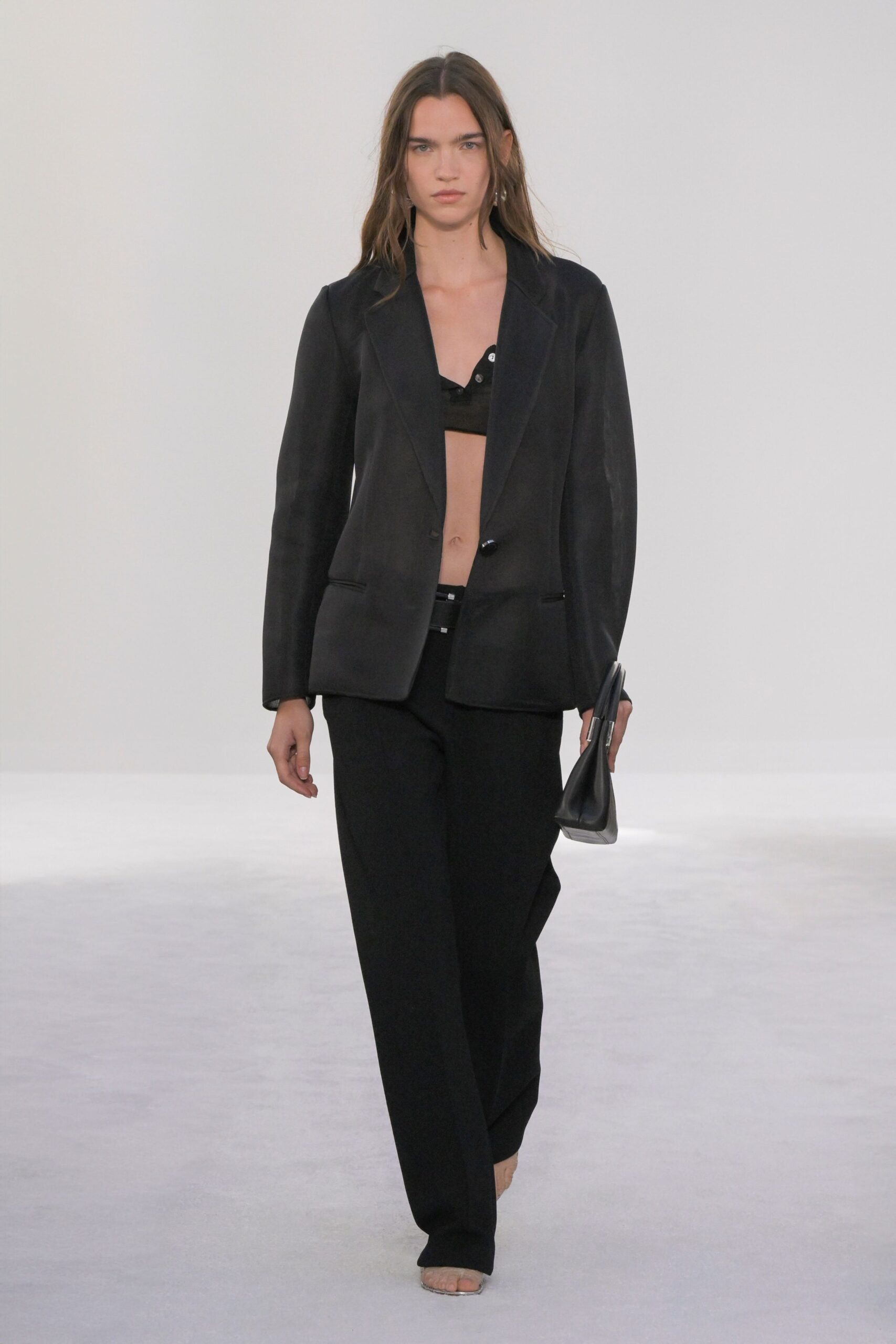 black leather blazer with bra