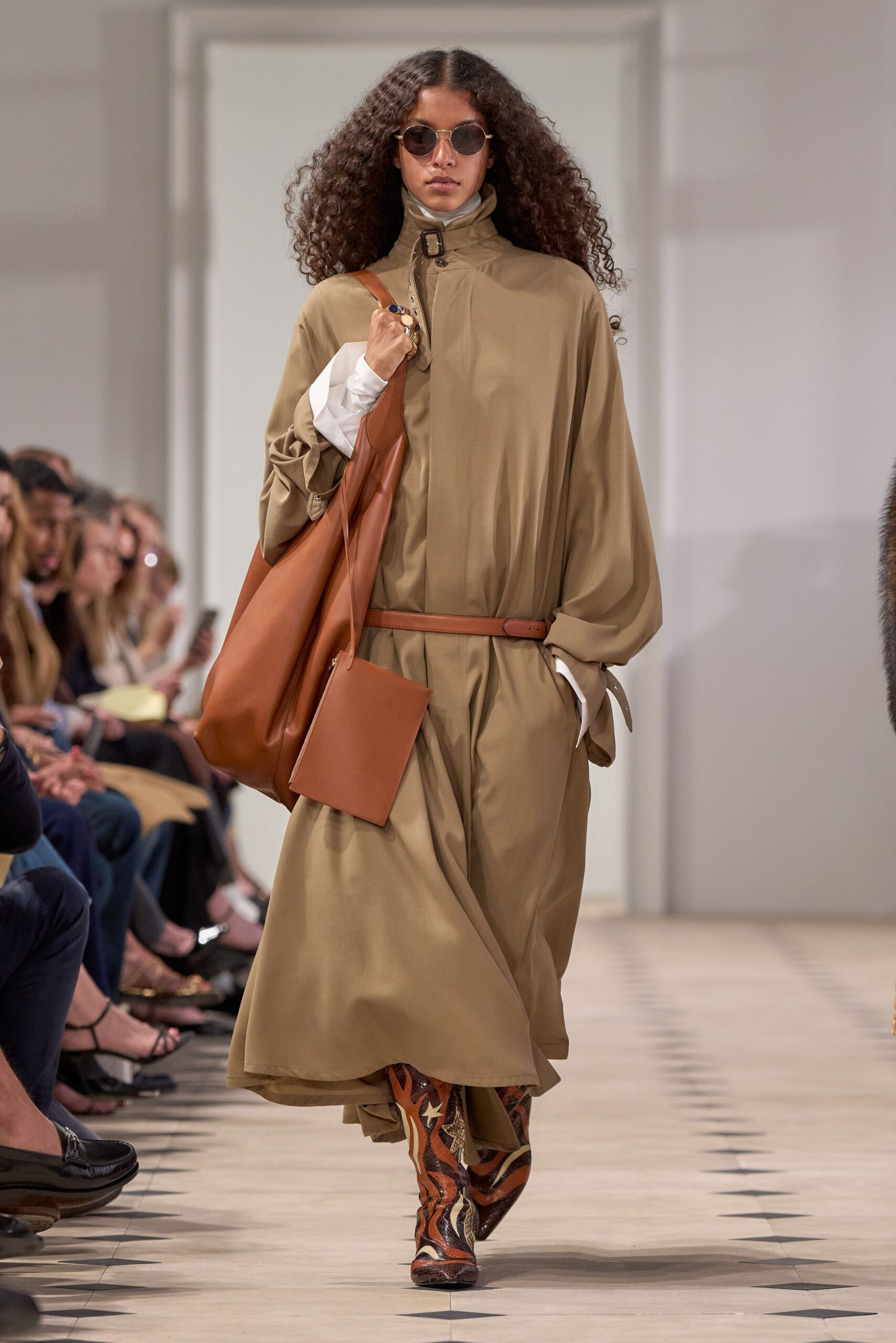 beige draped maxi dress