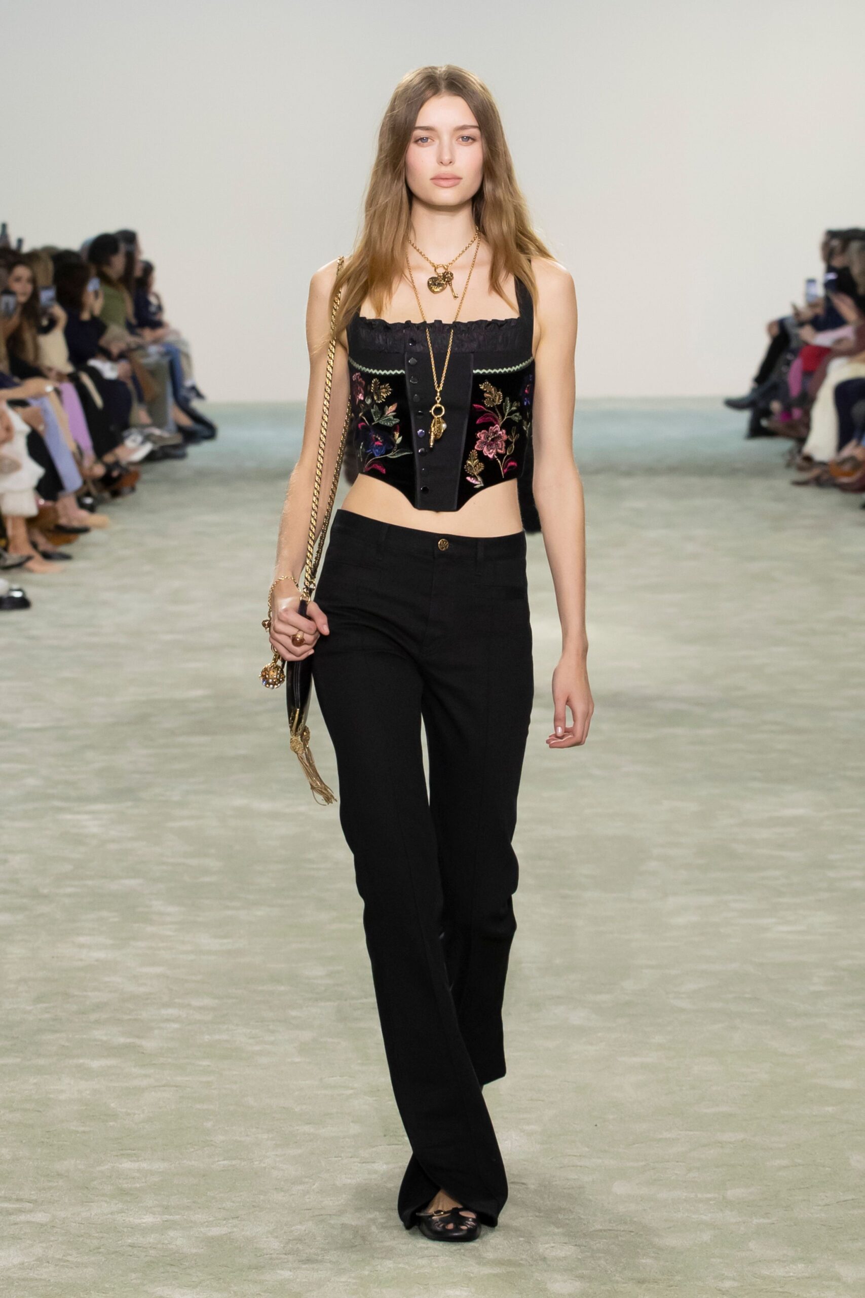 black cotton sleeveless v-neck fitted embroidered cropped crop-top