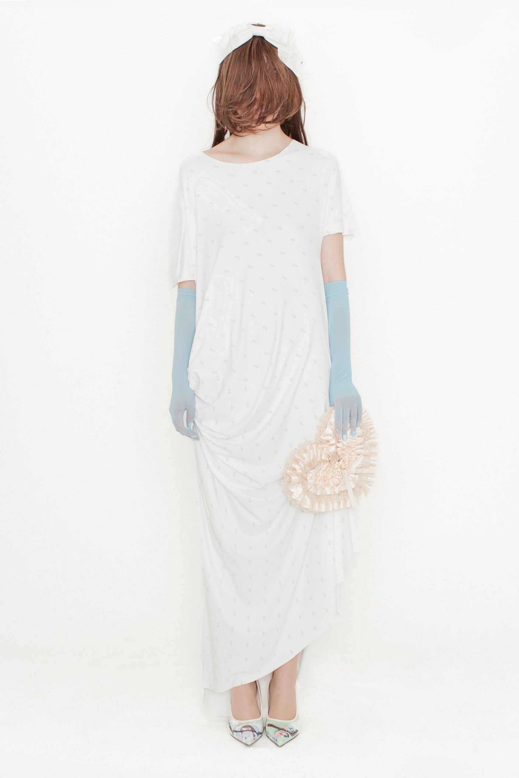 white asymmetric draped dress