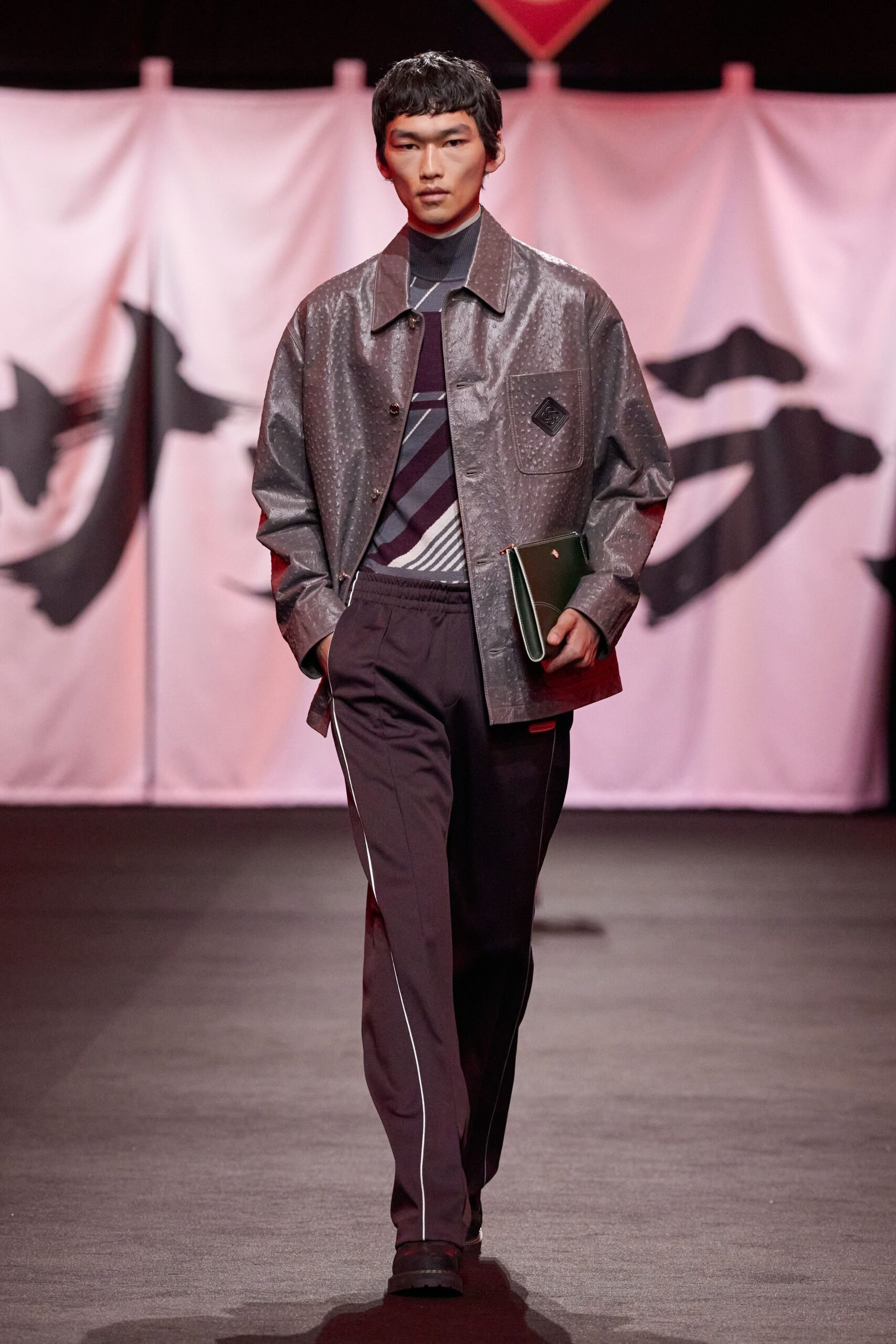 gray metallic long-sleeve collared relaxed zippered shiny jacket