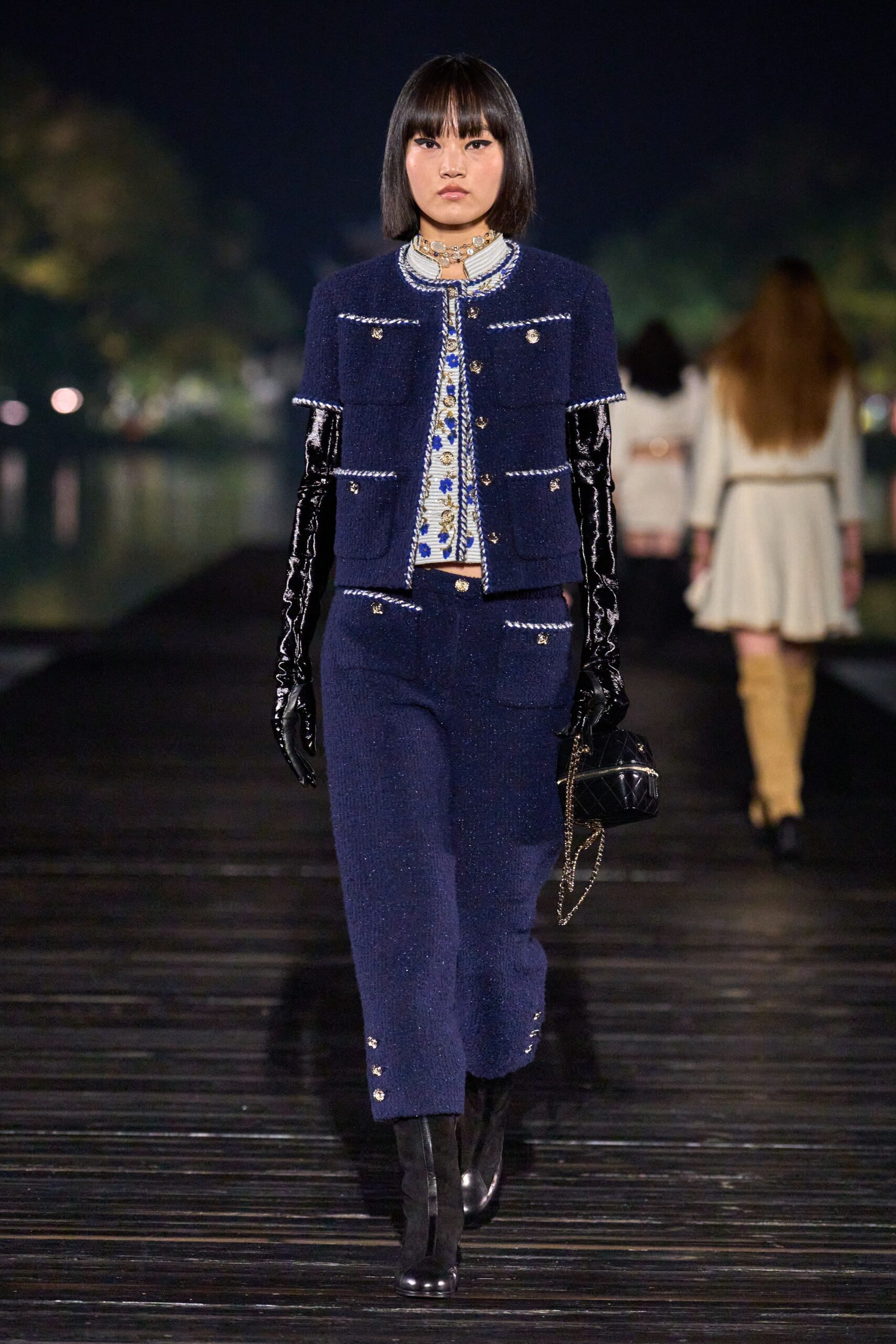 blue tweed jacket and pants